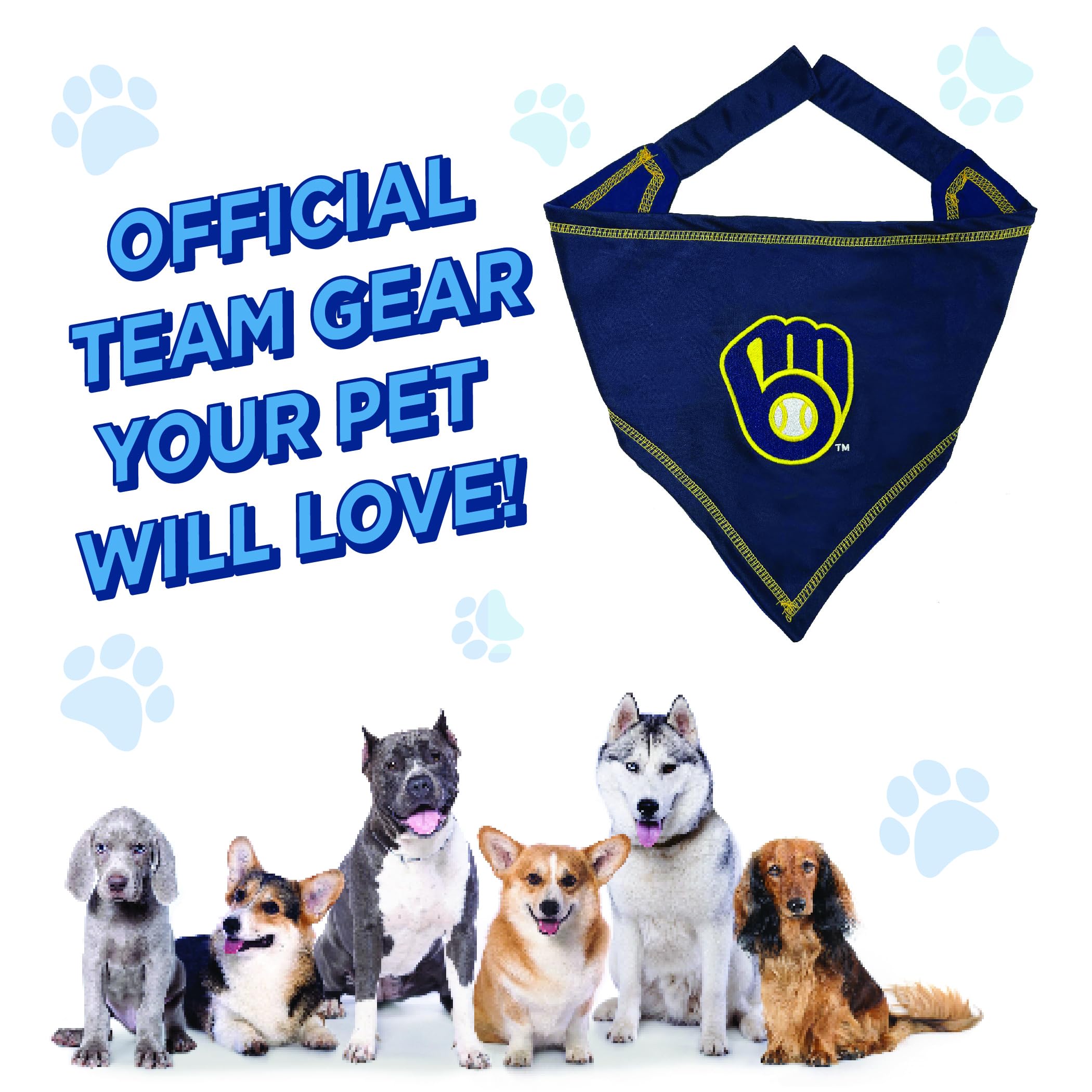 Pets First Milwaukee Brewers Tie Bandana, Small/Medium. Dog Bandana Scarf Bib For Pet Cat Dog. The Ultimate Game-Day, Party Band