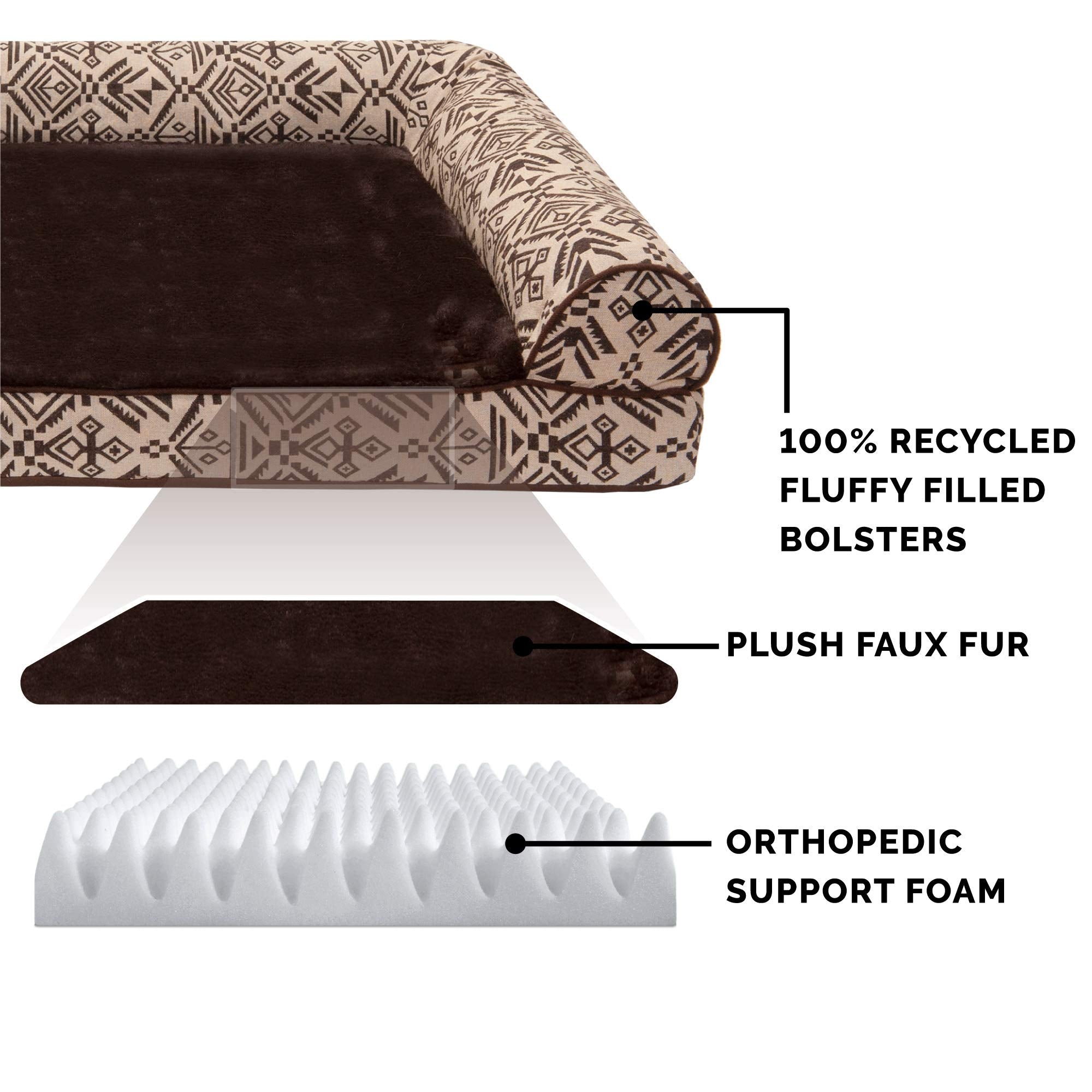 Furhaven Orthopedic Dog Bed for Large/Medium Dogs w/ Removable Bolsters & Washable Cover, For Dogs Up to 55 lbs - Plush & Southw