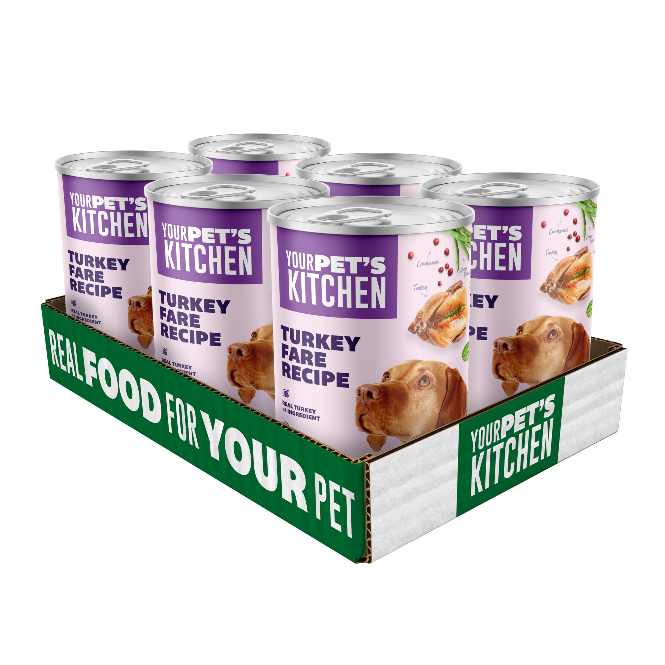 Your PET S Kitchen Wet Dog Food, Turkey Fare Recipe - 13.2 oz Cans (Pack of 6), Made in The USA with Real Turkey