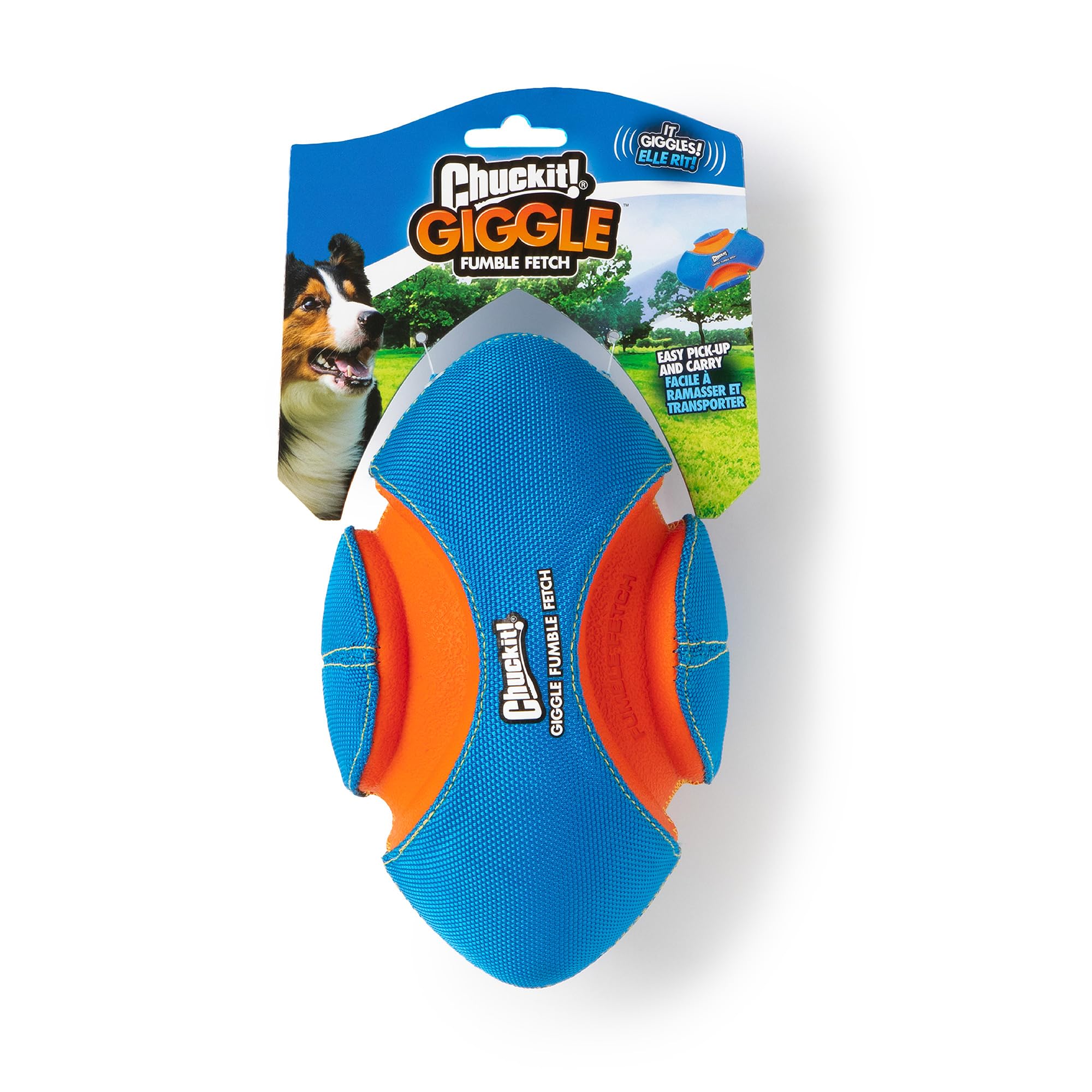 Chuckit! Giggle Fumble Fetch Ball Dog Toy (7.9 Inch Diameter) Giggle Sounds Dog Toy (No Batteries Required), For All Breeds