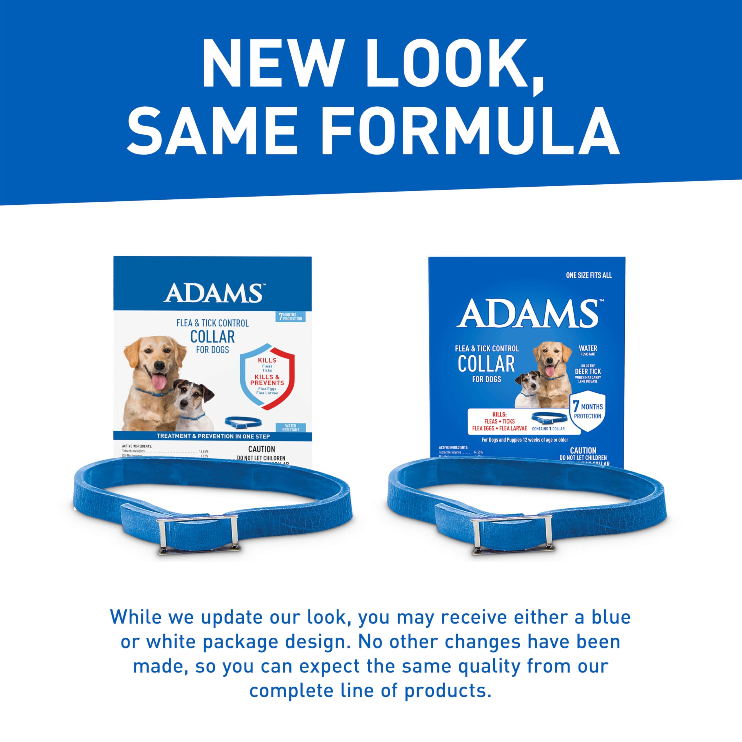 Adams Flea & Tick Control Collar For Dogs, 7-Month Protection, Adjustable One Size Collar Fits All, Kills And Repels Fleas, Ticks, Flea Eggs & Flea Larvae