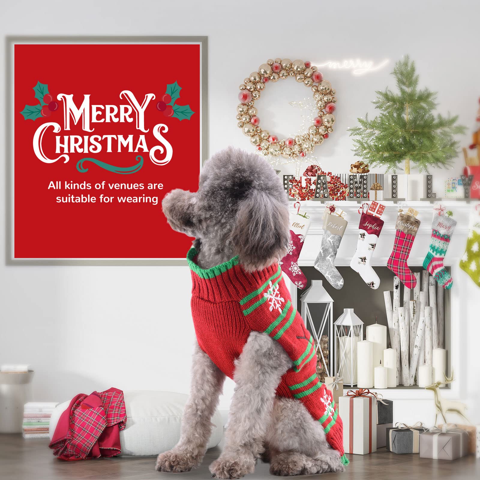 Petcare Dog Christmas Sweater Red Snowman Snowflake Christmas Sweater For Dogs Cats Xmas Costume Pet Holiday New Year Fall Winter Small Medium Large Dogs Christmas Clothes Vest Pullover Outfits,Xxl