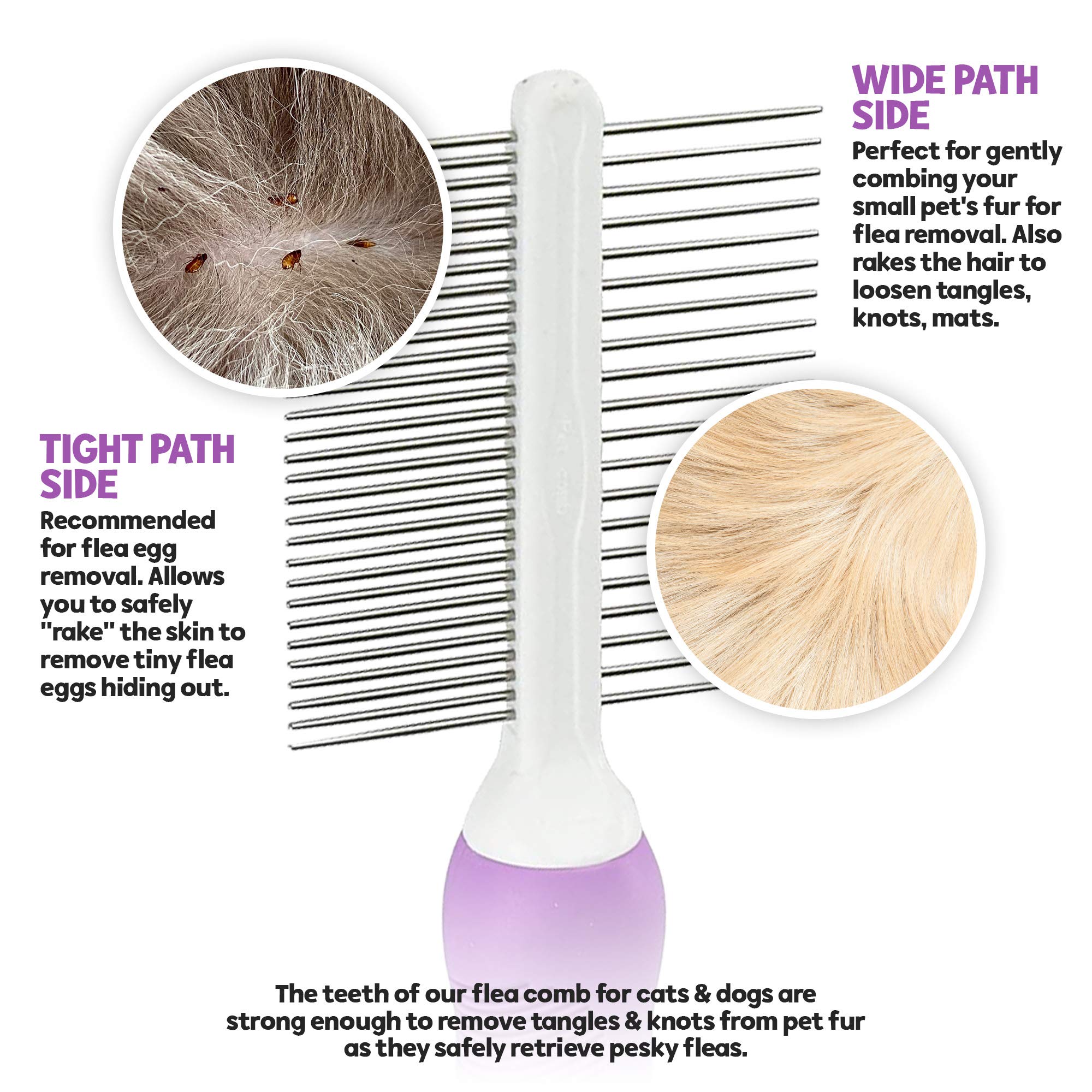 Pet Comb For Grooming & Massaging - Fur Detangling Pins & Smoothing Slicker Bristles, Dual-Sided Brushing For Dogs, Cats & Animals