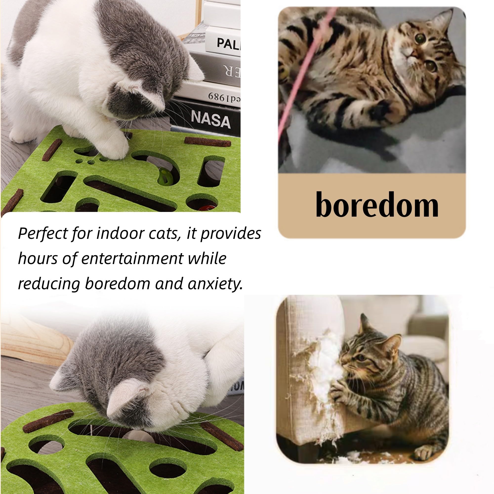 Cat Scratch Puzzle Enrichment Box, Cat Nail File Enrichment Box, Interactive Cats Toy Puzzle Toys for Indoor Cats Scratching and