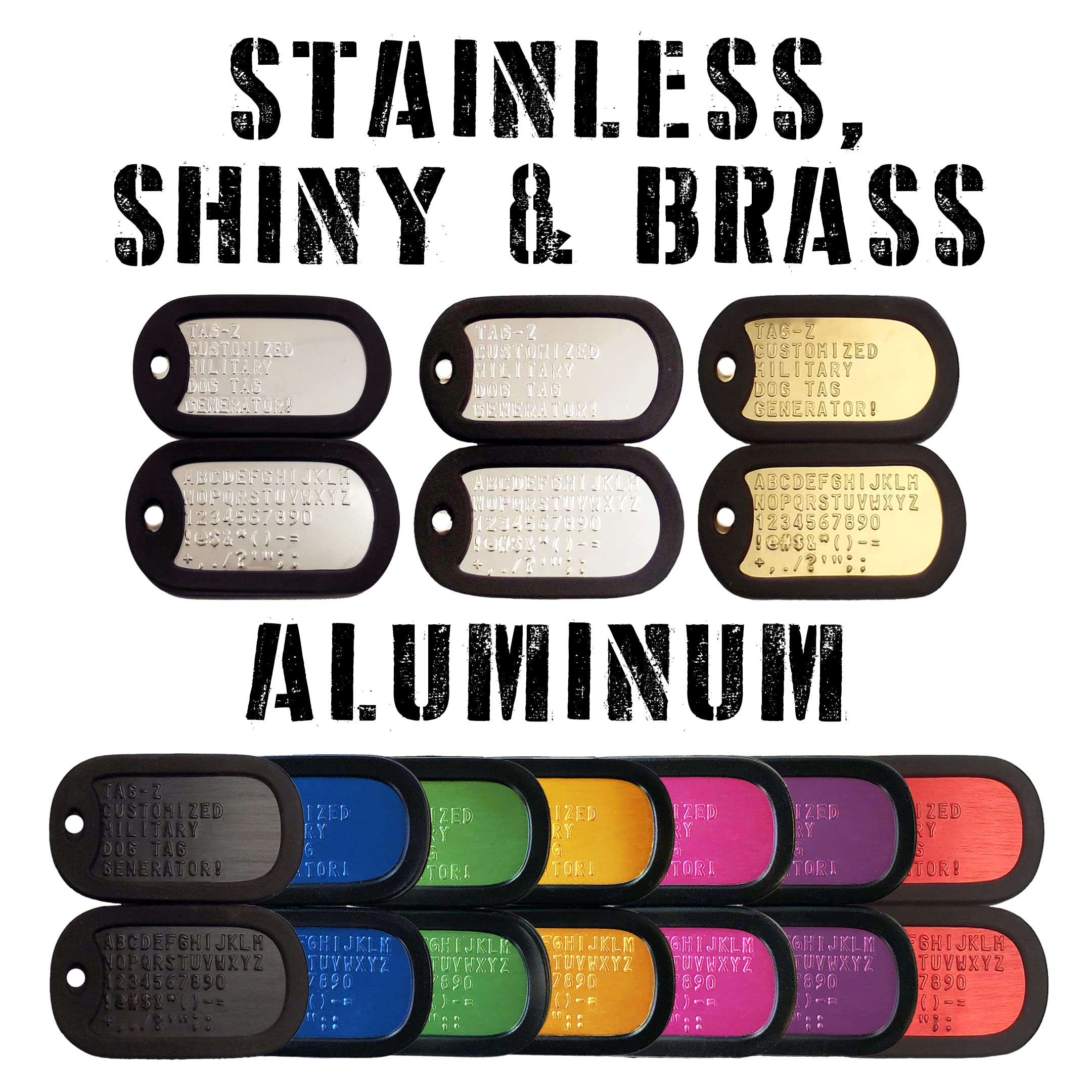 Personalized Military Dog Tags with Silencers and Stainless Steel Chains, Green Aluminum