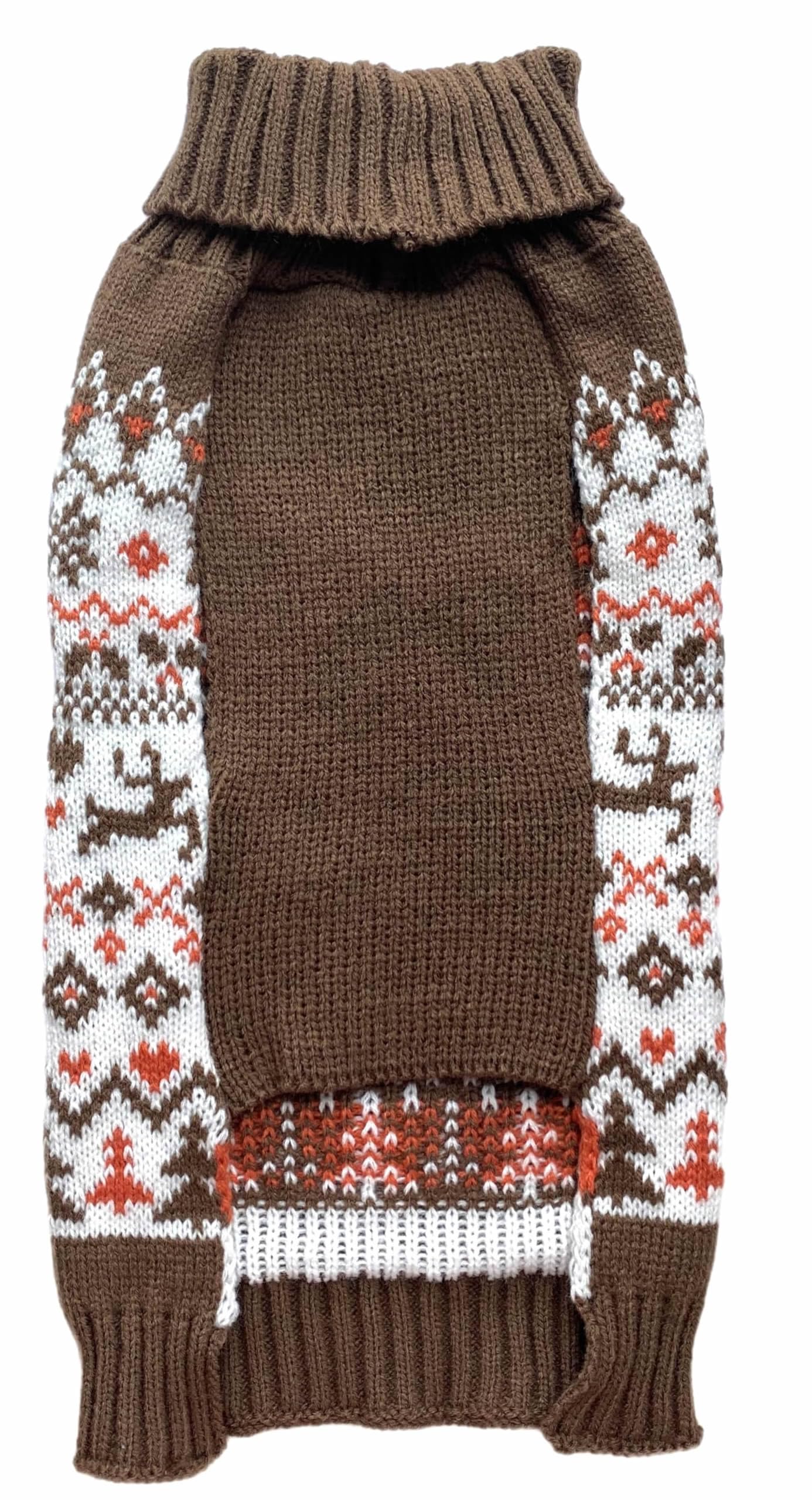 Turtleneck Pet Clothes Christmas Sweater For Dogs, Holly Ugly Knit Reindeer Holiday Dog Sweaters Brown Medium M Size Back Length