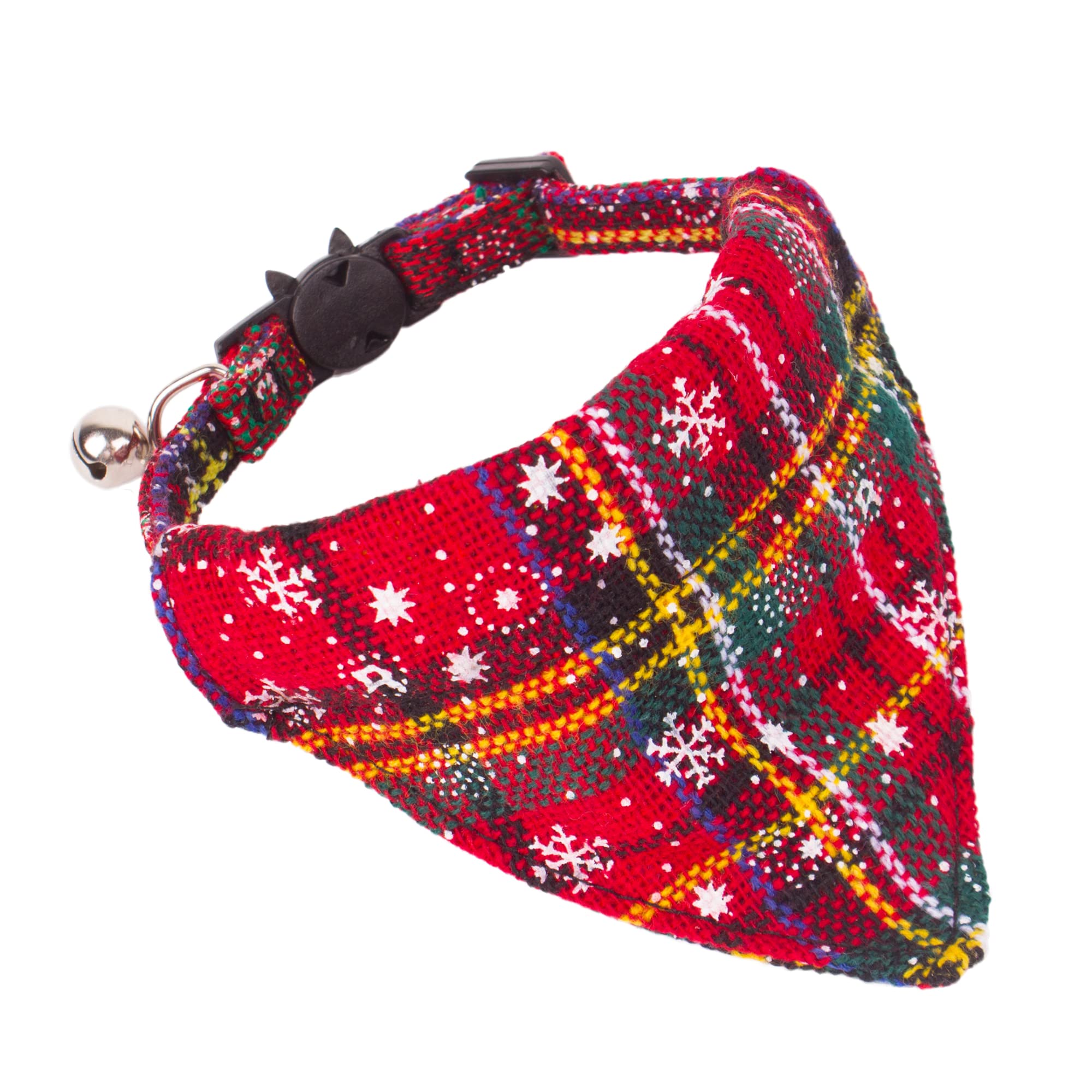 Adoggygo Christmas Cat Bandana Collars Breakaway With Bell, 2 Pack Adjustable Cat Collar With Removable Bandana, Cat Christmas Collar For Kittens Cats (Christmas)