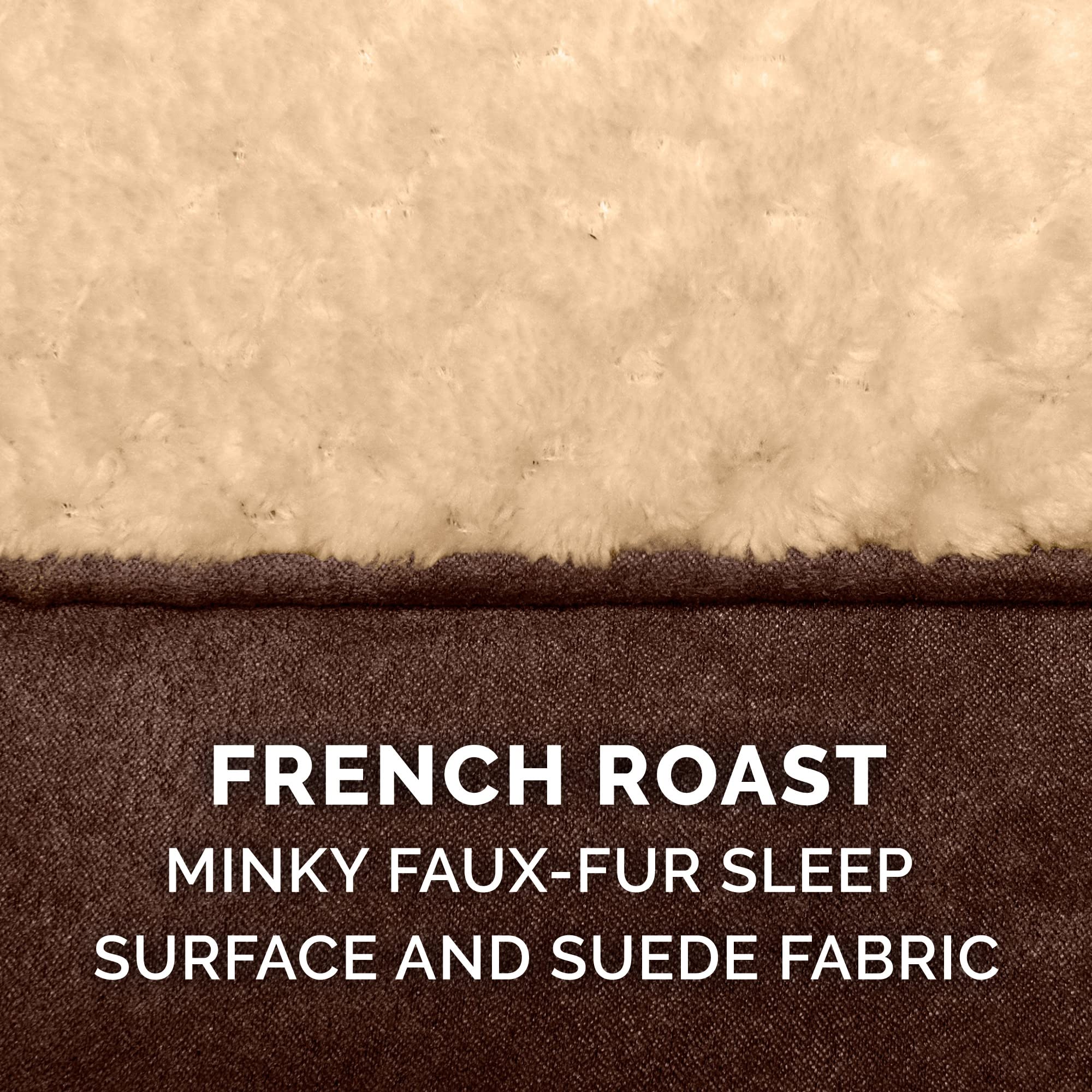 Furhaven Replacement Dog Bed Cover Minky Plush & Suede Pillow Top Mattress, Machine Washable - French Roast, Jumbo (X-Large)