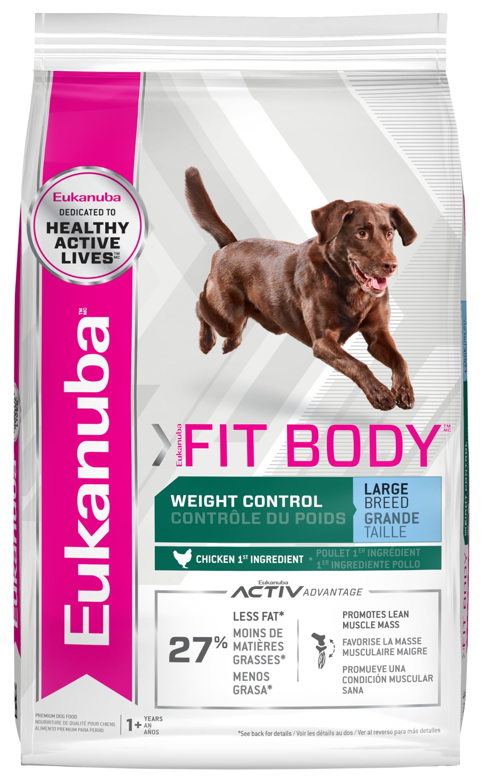 Eukanuba Fit Body Weight Control Large Breed Dry Dog Food, 15 lb Bag