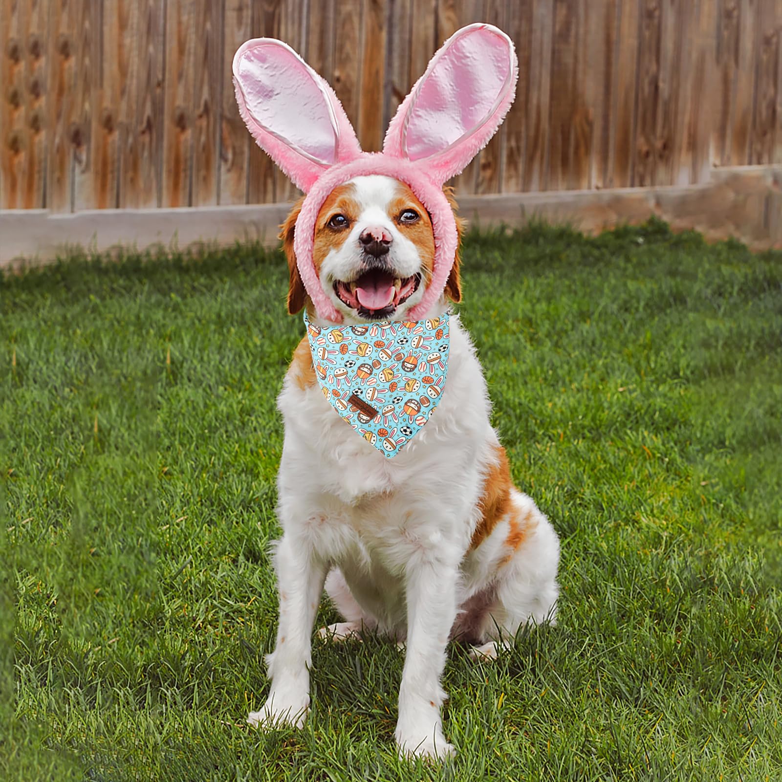Unique Style Paws Dog Easter Bandanas 2Pcs Washable Cotton Triangle Sports Rabbit Egg Dog Scarfs For Small Medium Large Dogs And