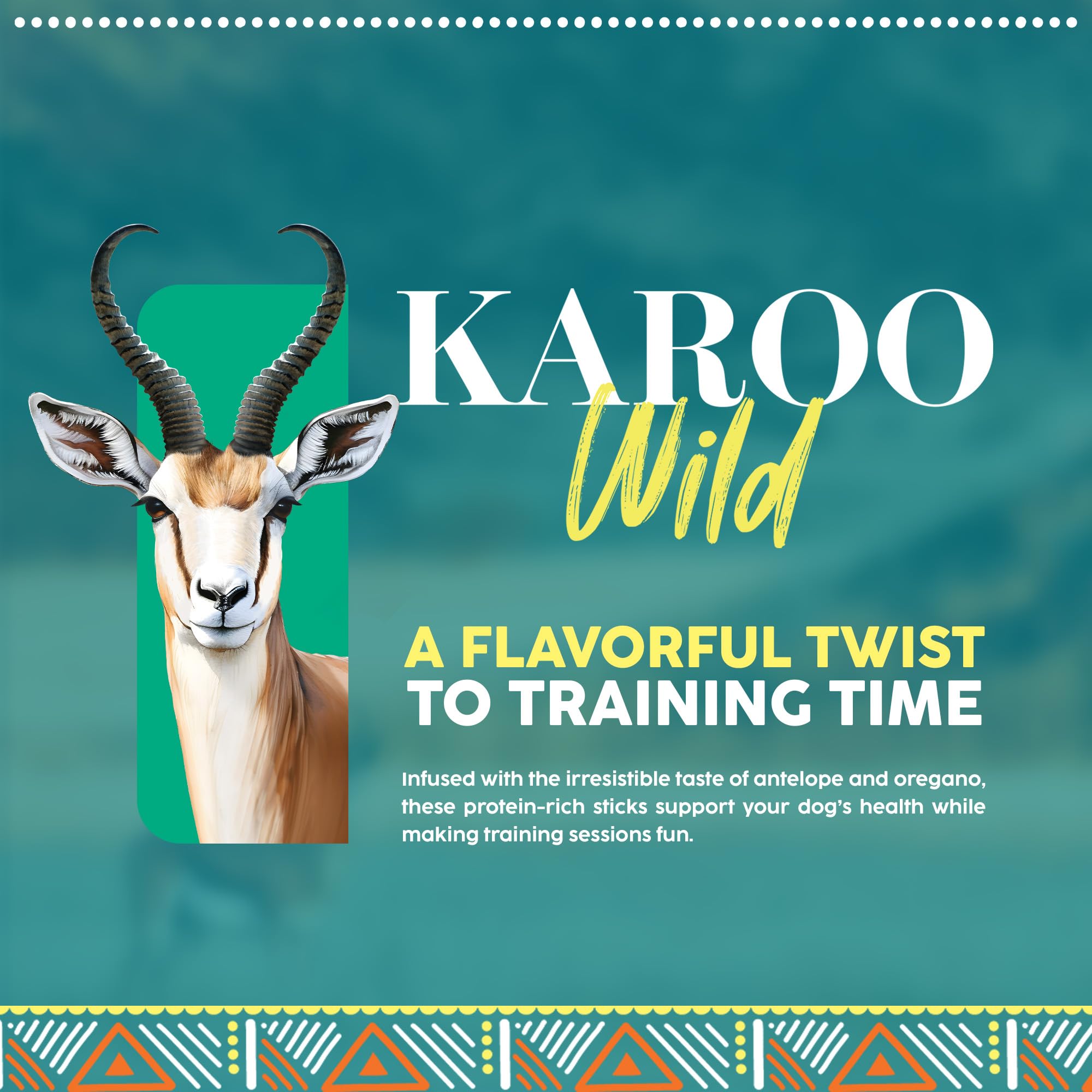 Karoo Wild Sticks Oregano Seasoned Treats for Dogs - 16 oz - Soft & Chewy Protein Sticks Made with African Antelope - Ideal for