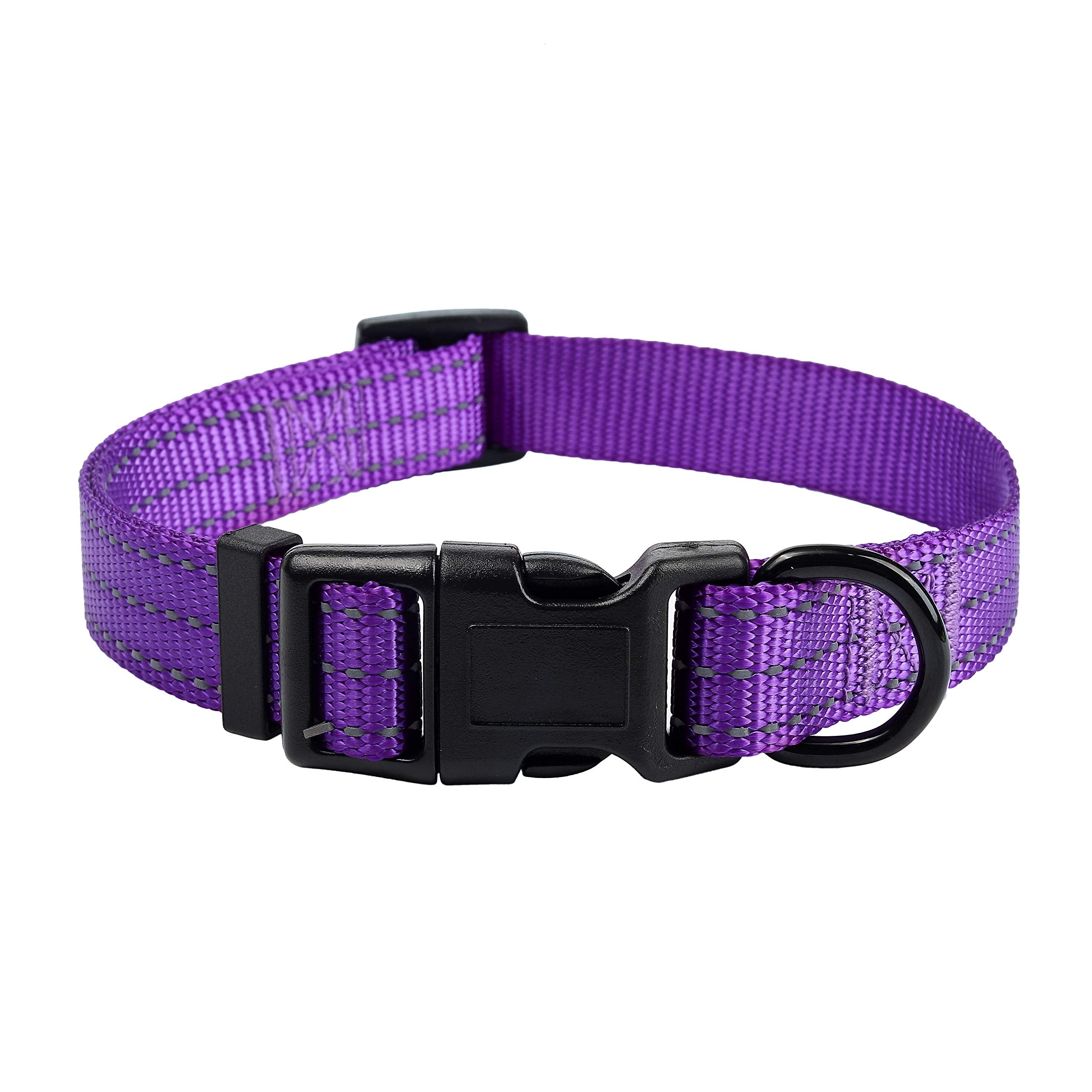 Mile High Life Dog Collar | Nylon Reflective Dog Collars | Light Weight Puppy Collars | Purple Dog Collars For Medium Dogs (Soli