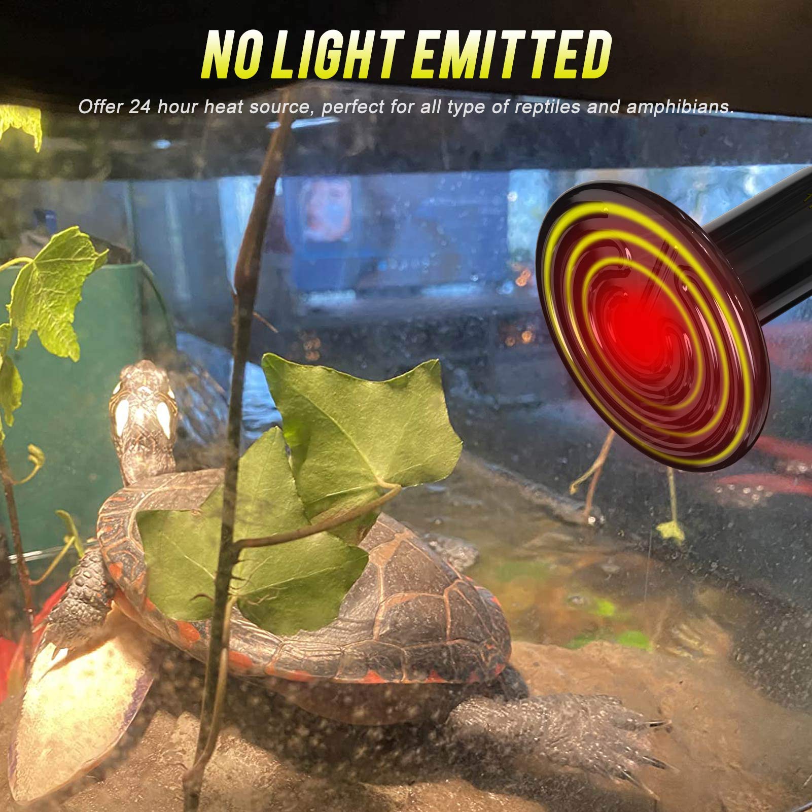 Wuhostam 50W 2 Pack Ceramic Heat Lamp,Black Infrared Bulb Emitter Lamp For Pet Coop Heater Reptile Chicken Lizard Turtle Brooder Bulb Temperature Adjustable No Harm No Light Etl Listed