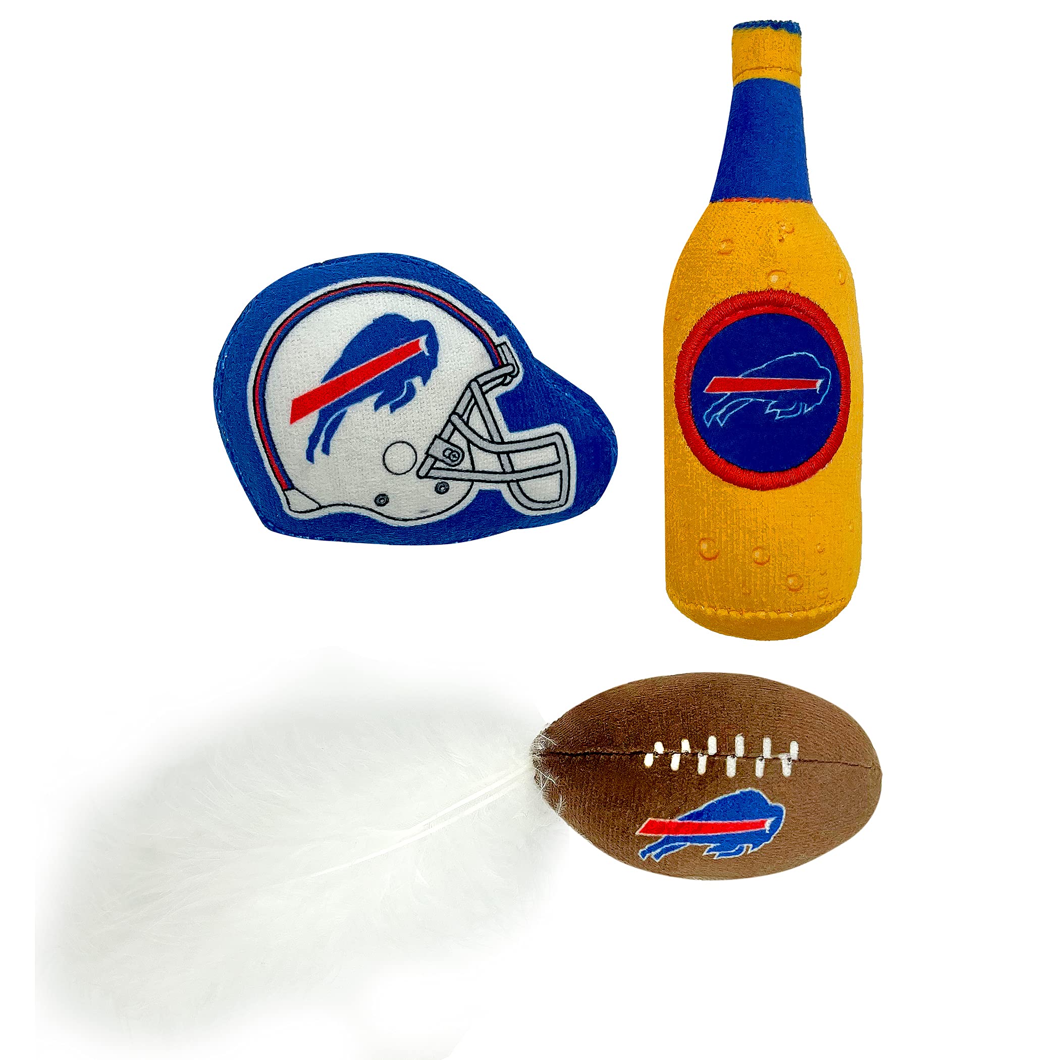 Best Plush CAT Toy - NFL Buffalo Bills Complete Set of 3 Piece Cat Toys Filled with Fresh Catnip. Includes: 1 Helmet Cat Toy, 1