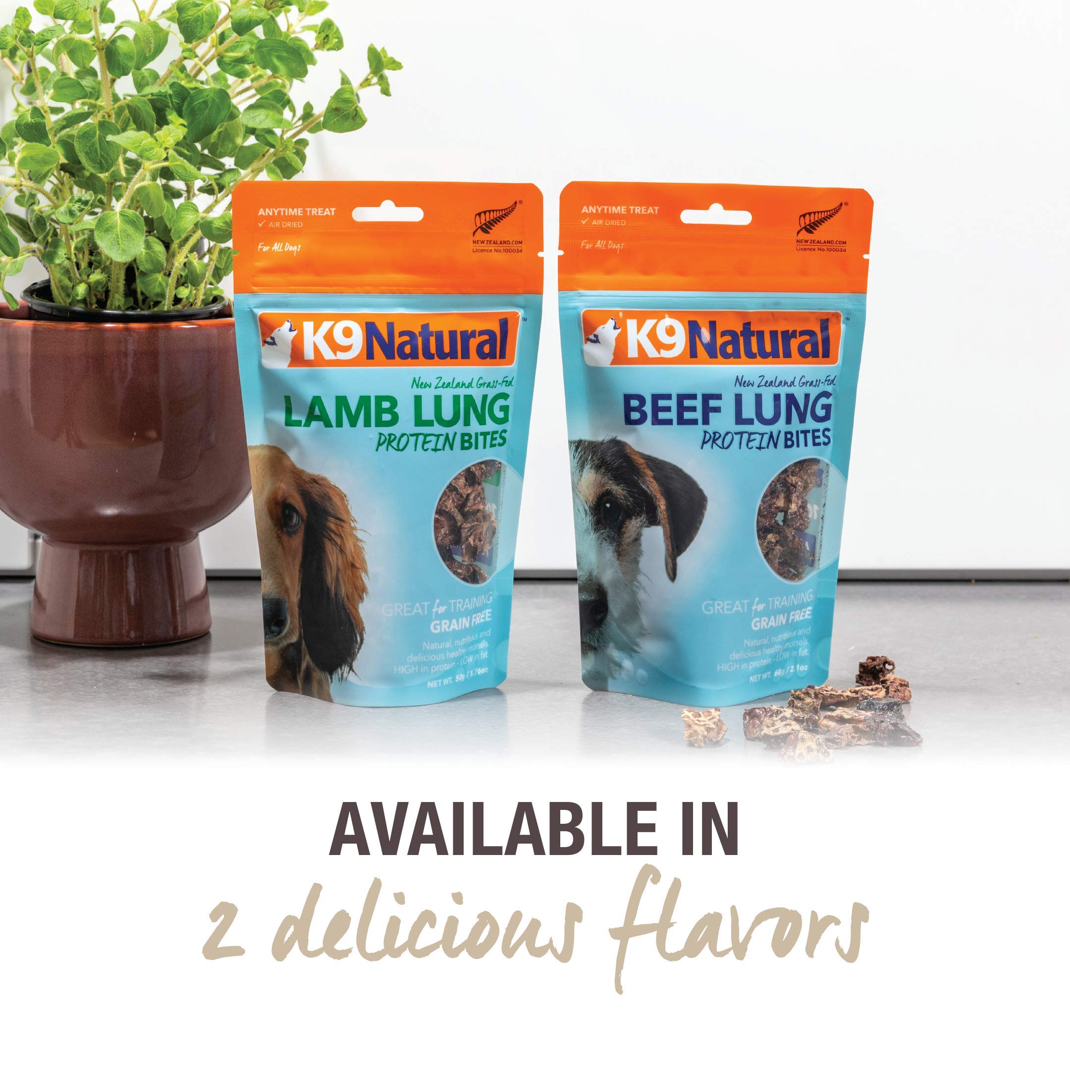 K9 Natural Freeze-Dried Dog Treats, Beef Lung, High-Value, Low-Calorie, 2.1oz, Grain-Free Training Reward