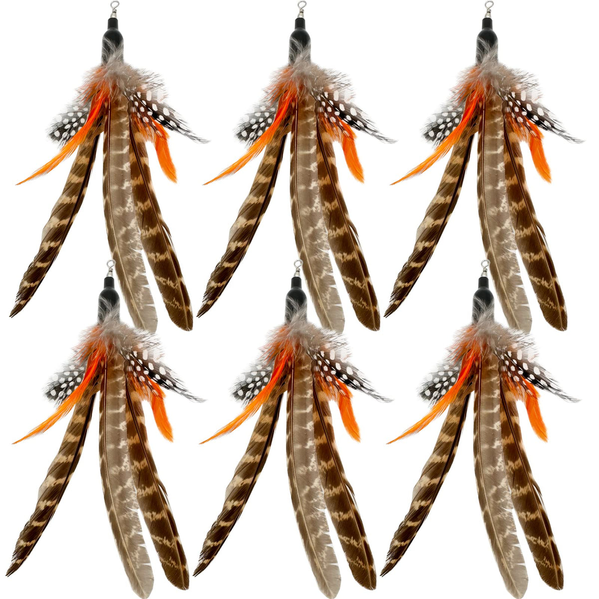 Tienailing Cat Feather Toys Refills, 6 Pieces Handmade Da Bird Feathers Refill, Cat Wand Replacement Feather For Indoor Cats (B)
