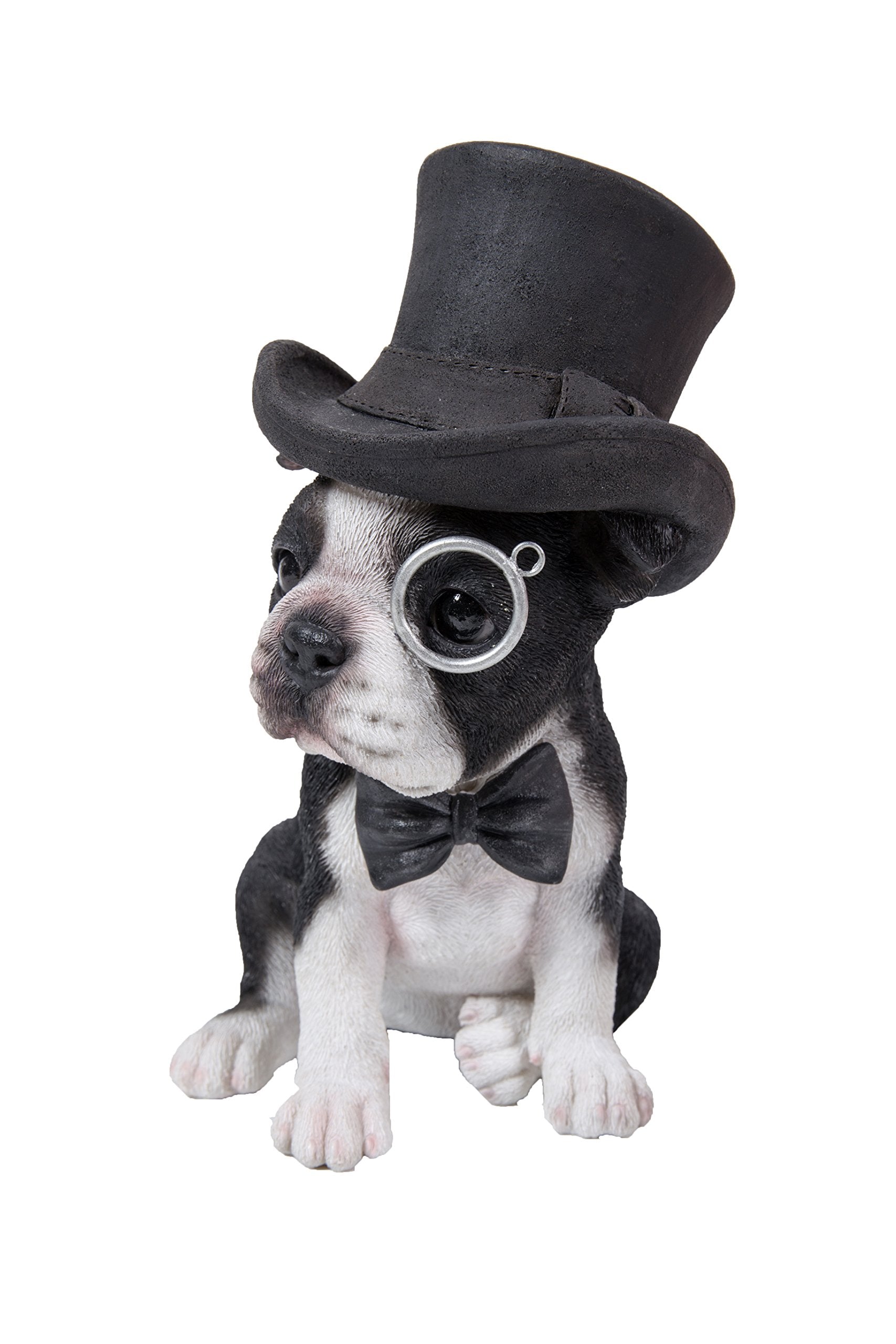 Hi-Line Gift Ltd. Boston Terrier With Top Hat - Spectacle And Bow Tie, Black And White