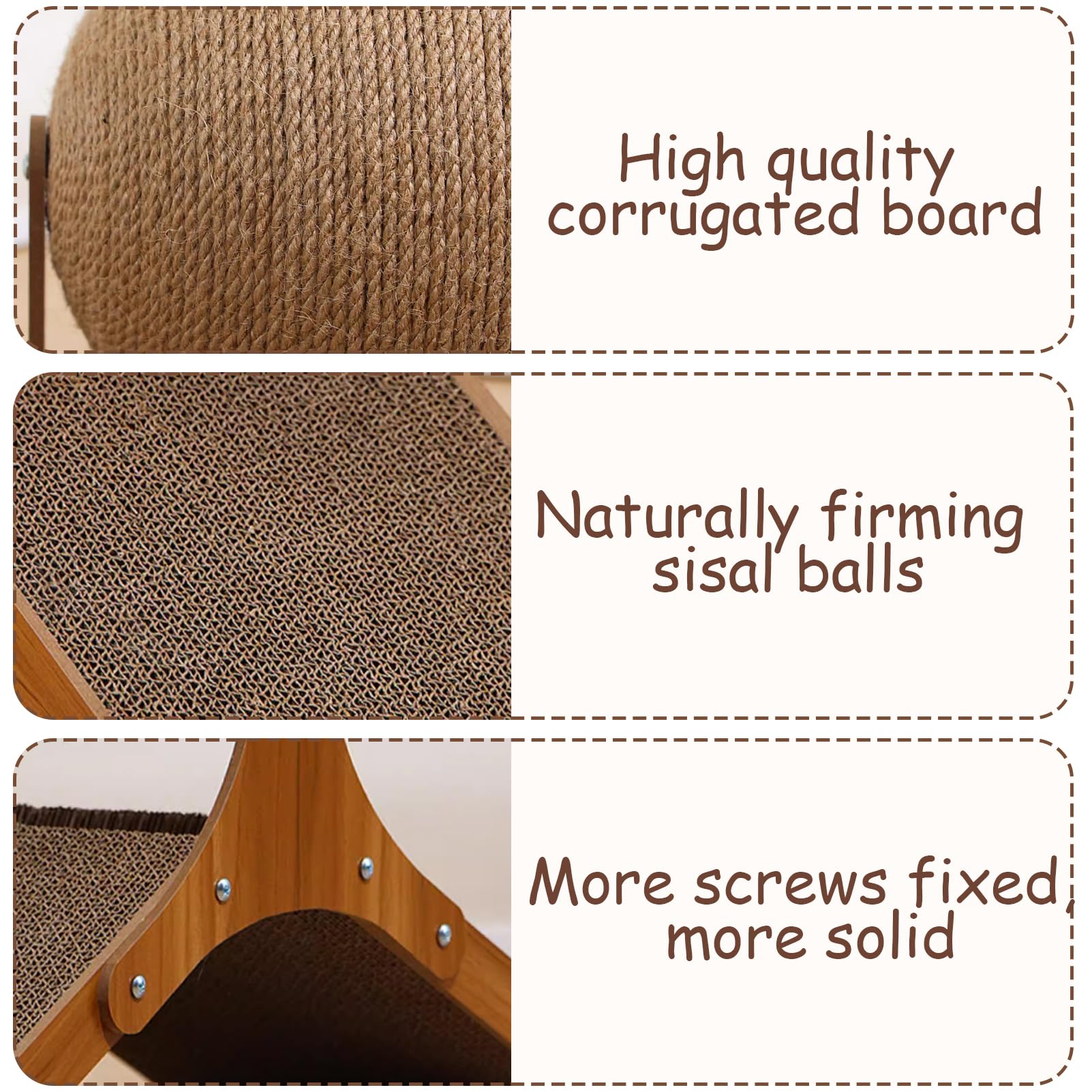 Niwaes Medium Sisal Rabbit Scratching Toys - Interactive Scratch Ball & Cardboard Pad for Indoor Bunnies, Ferrets & Chinchillas