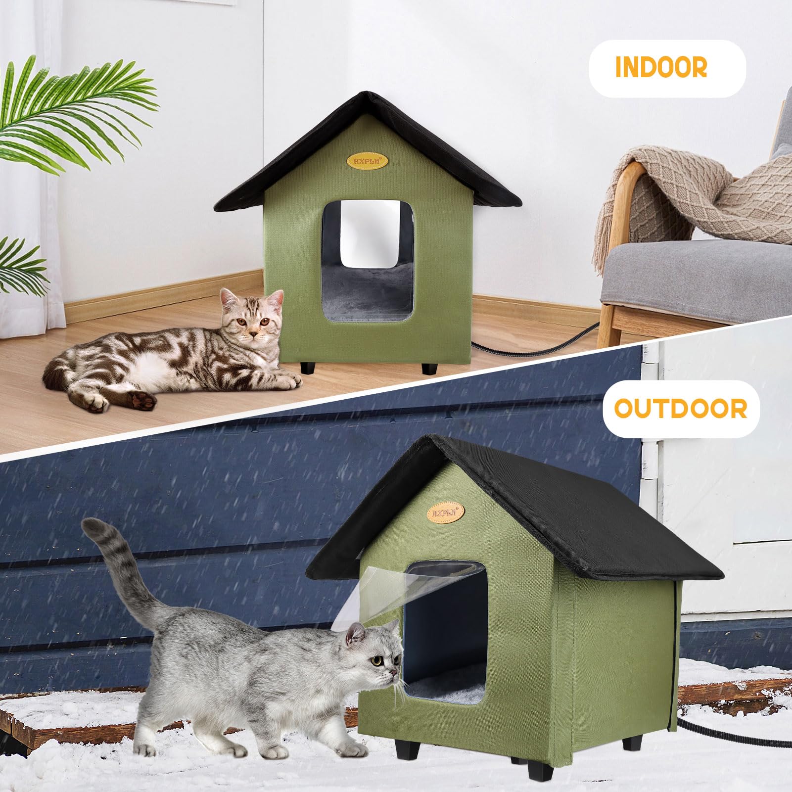 Heated Cat Houses For Outdoor Cats - Elevated Weatherproof Insulated Heated Outdoor Cat House For Winter - Feral Cat Shelter For