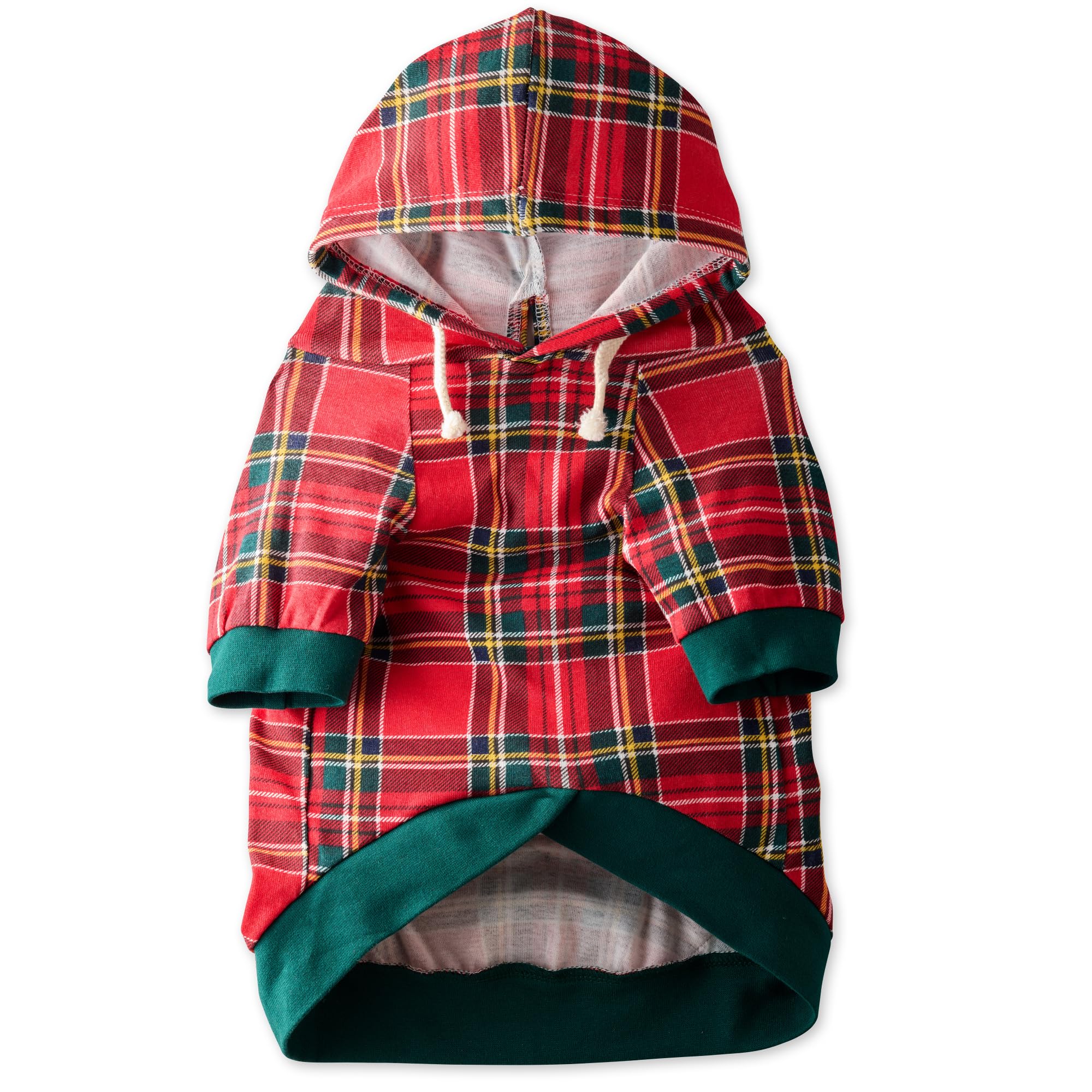Pet Passion 100% Organic Cotton Dog Hoodie Pet Coat for Small, Medium and Large Dogs, Royal Stewart Plaid, XX-Small