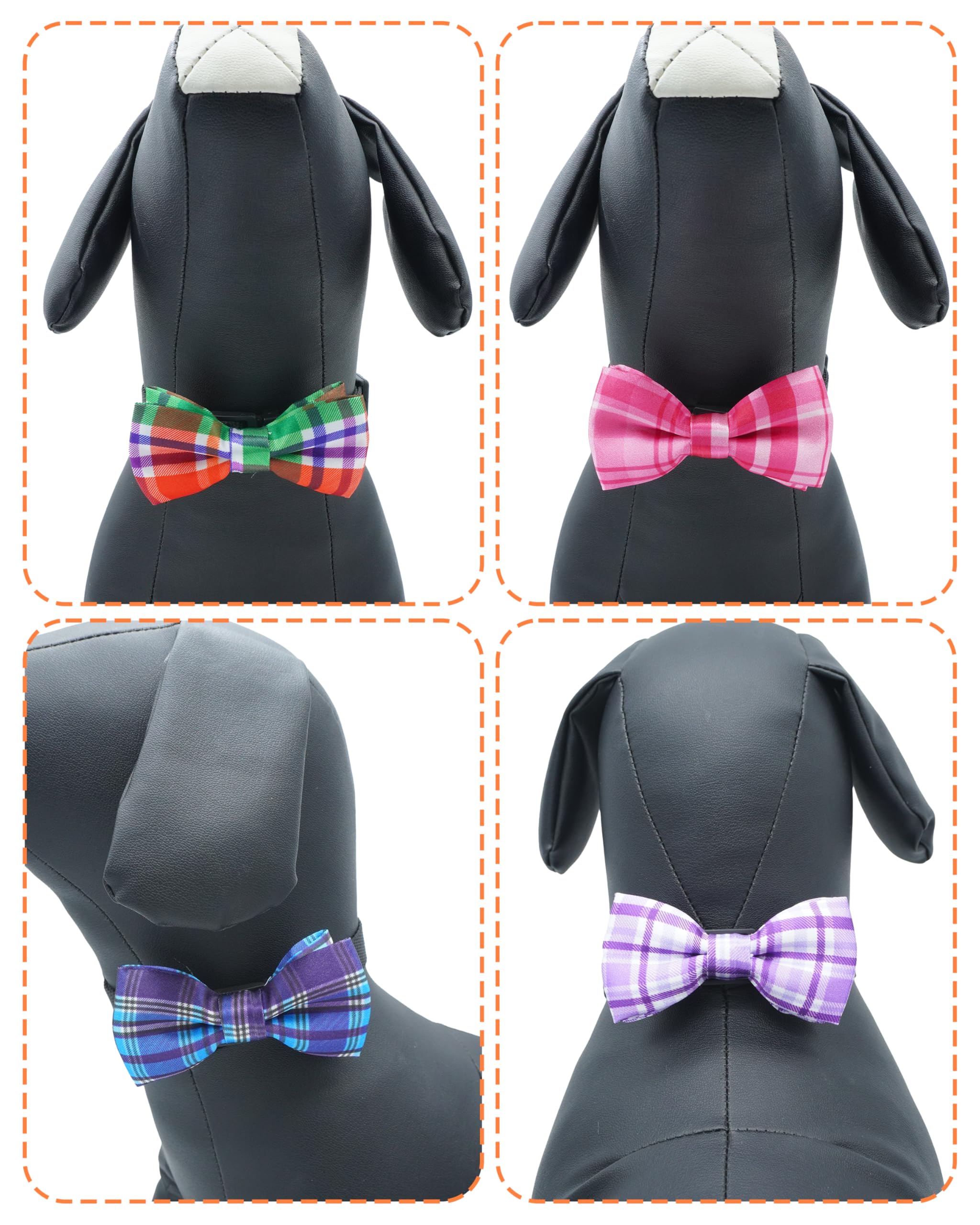 Pet Show 10 Pack Plaid Big Dog Bow Ties For Large Medium Dogs Sliding Collar Attachments Classic Bowties Rainbow Bowknots Christ