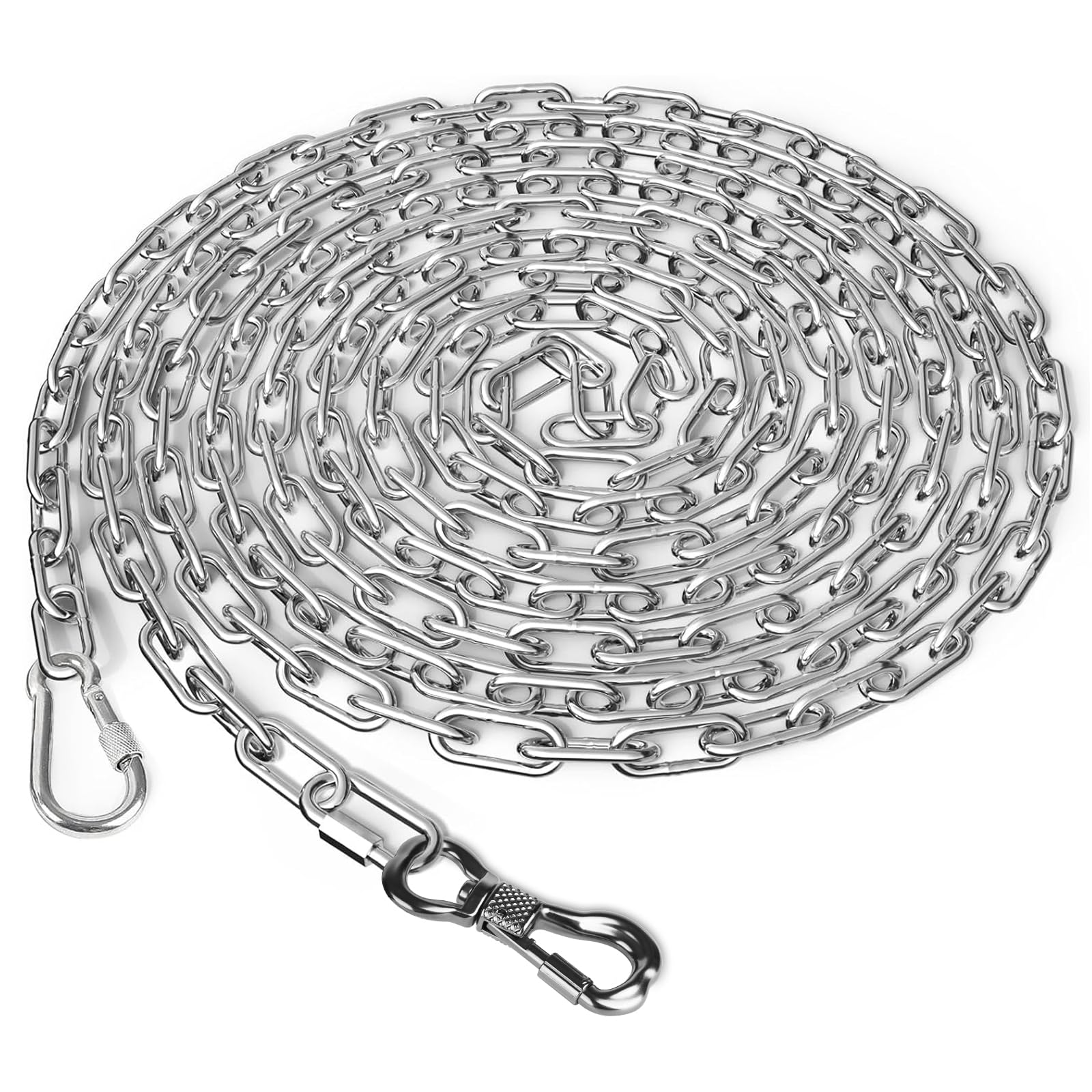 Tresbro Heavy Duty Dog Chains For Outside, 20Ft Stainless Steel Tie Out Cable With Swivel Hook For Large Medium Dogs, Metal Chew