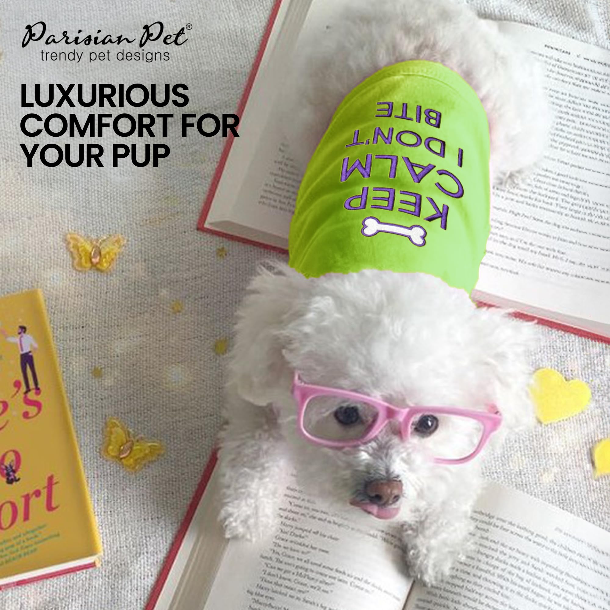 Parisian Pet Dog Tshirt - Embroidered Keep Calm I Dont Bite Dog Clothes - Breathable And Lightweight Pet Vest - Sleeveless Tee S