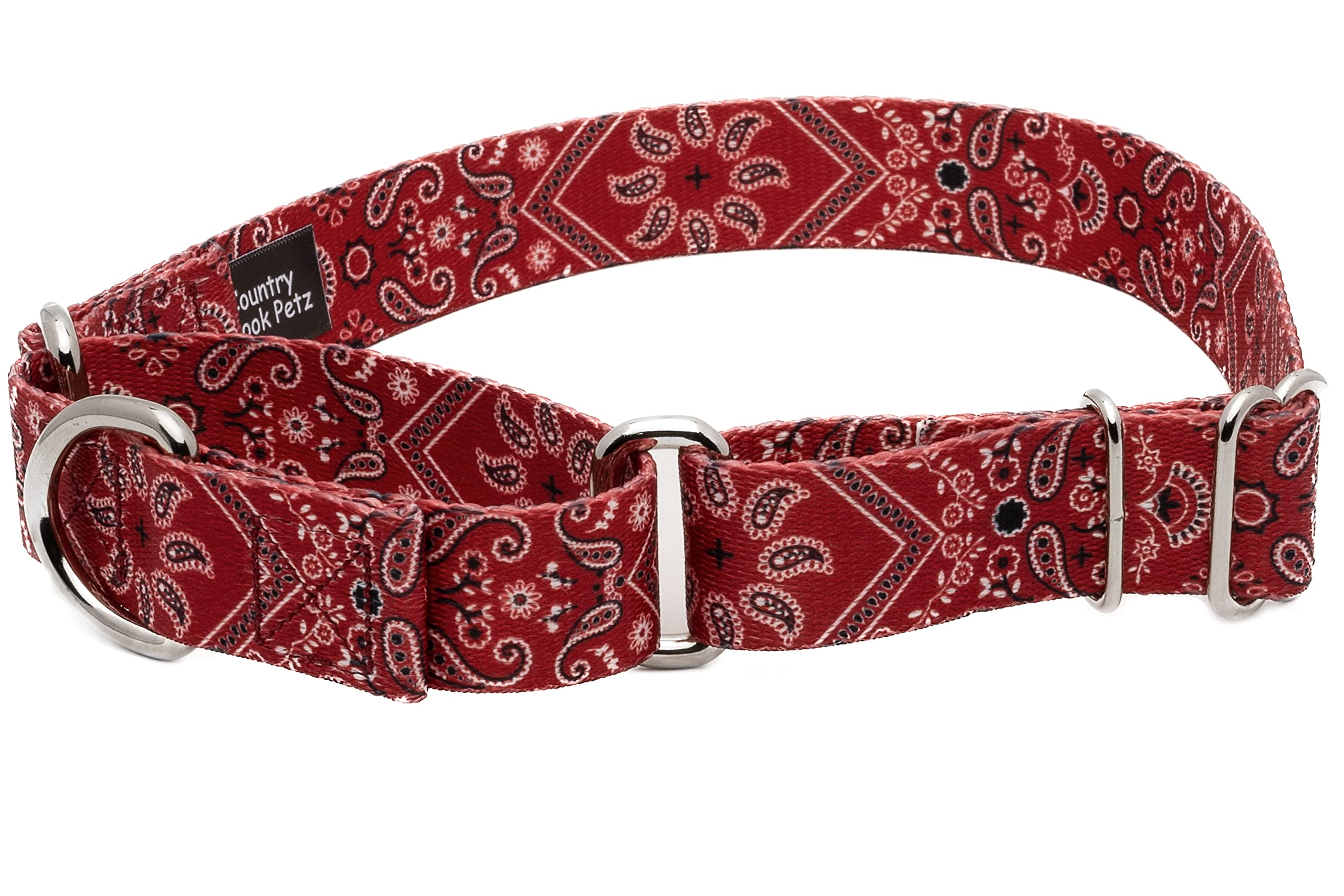 Country Brook Petz - Red Bandana Martingale Dog Collar - Country And Western Collection Featuring Rustic Designs (1 Inch, Medium