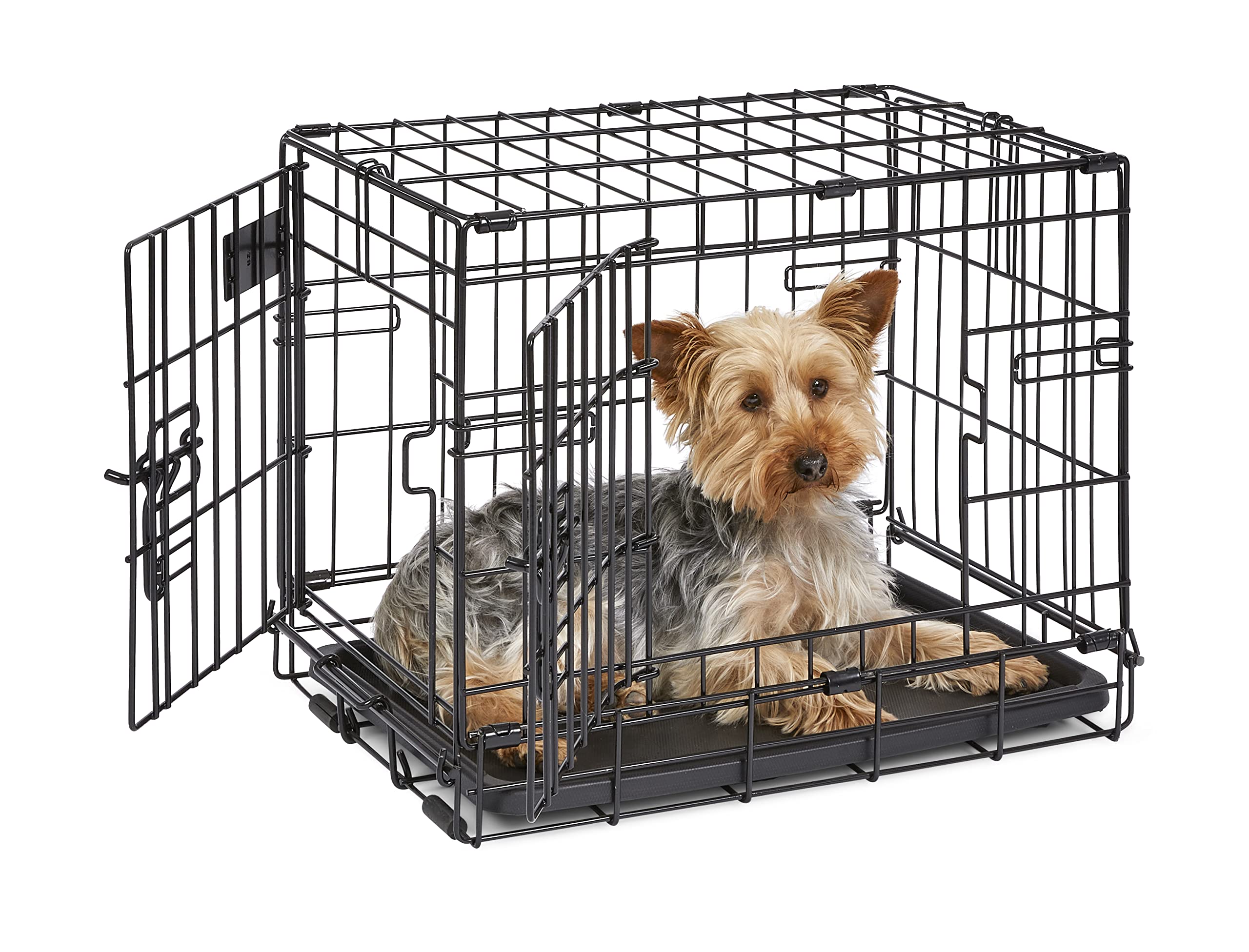 MidWest Homes for Pets Newly Enhanced Single & Double Door iCrate Dog Crate, Includes Leak-Proof Pan, Floor Protecting Feet, Div
