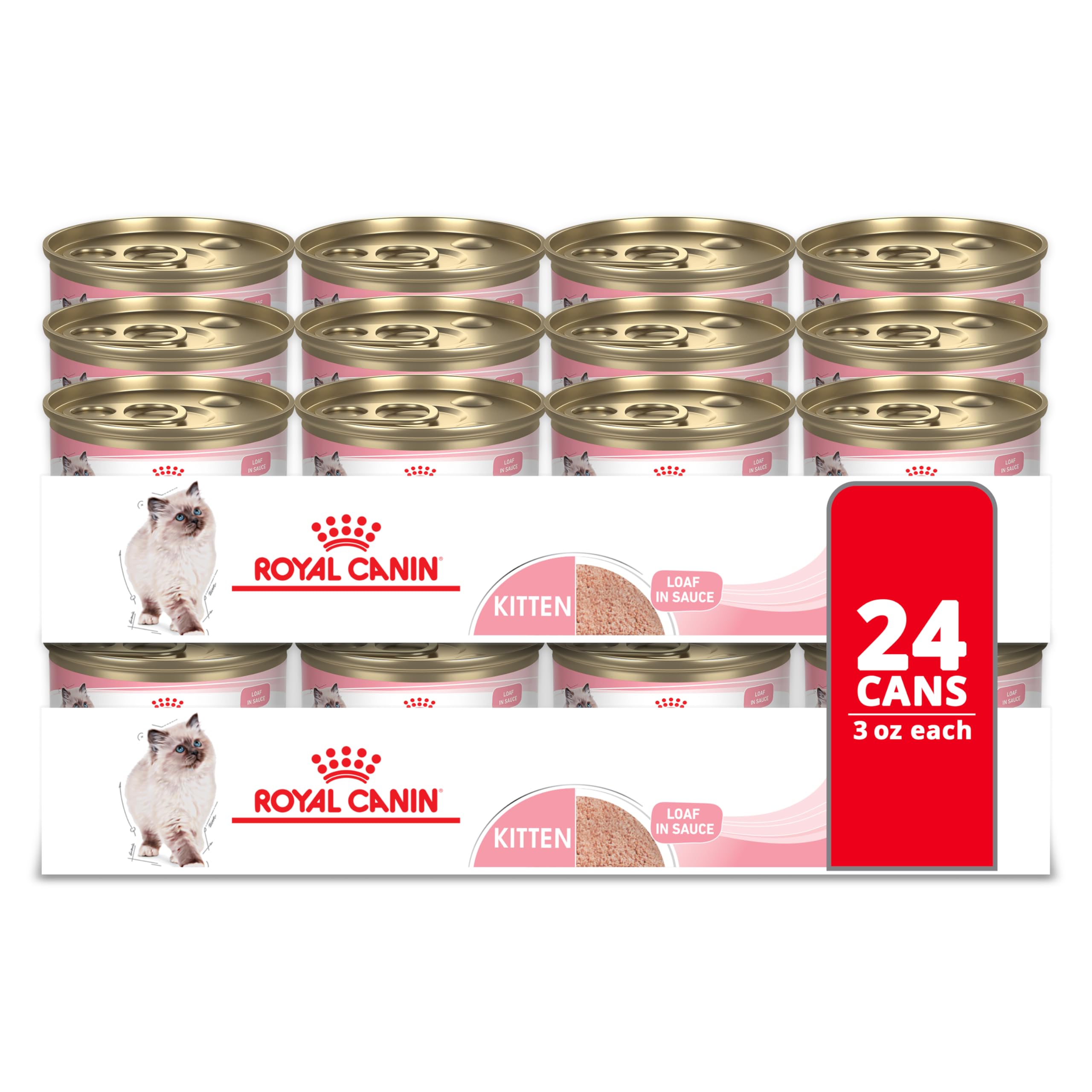 Royal Canin Feline Health Nutrition Kitten Loaf in Sauce Canned Cat Food, 3 oz can (Pack of 24)