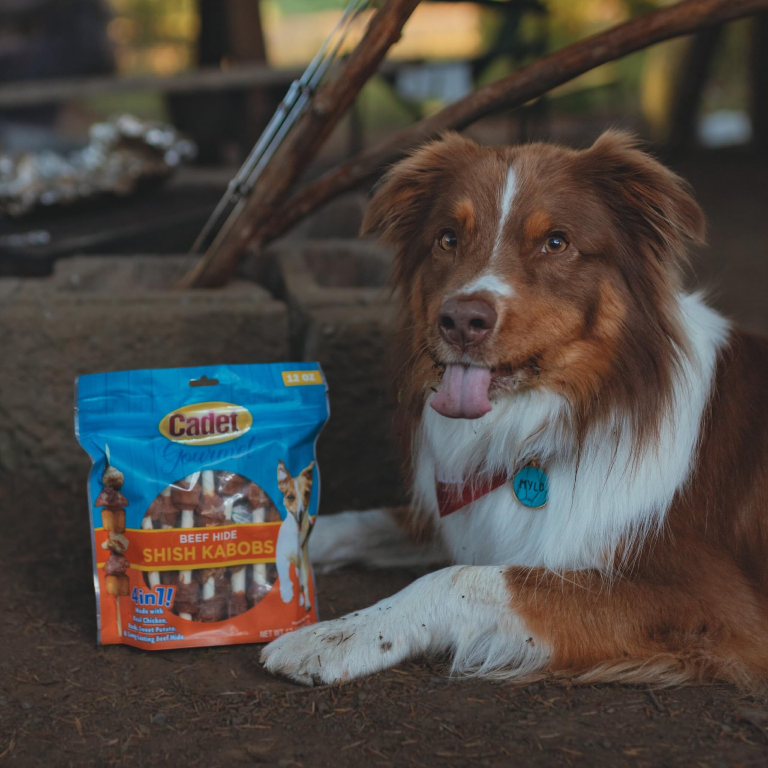 Cadet Gourmet Shish Kabob Dog Chews for Small Dogs, Rawhide Treats with Chicken, Duck and Sweet Potato, Healthy & Natural Beef H