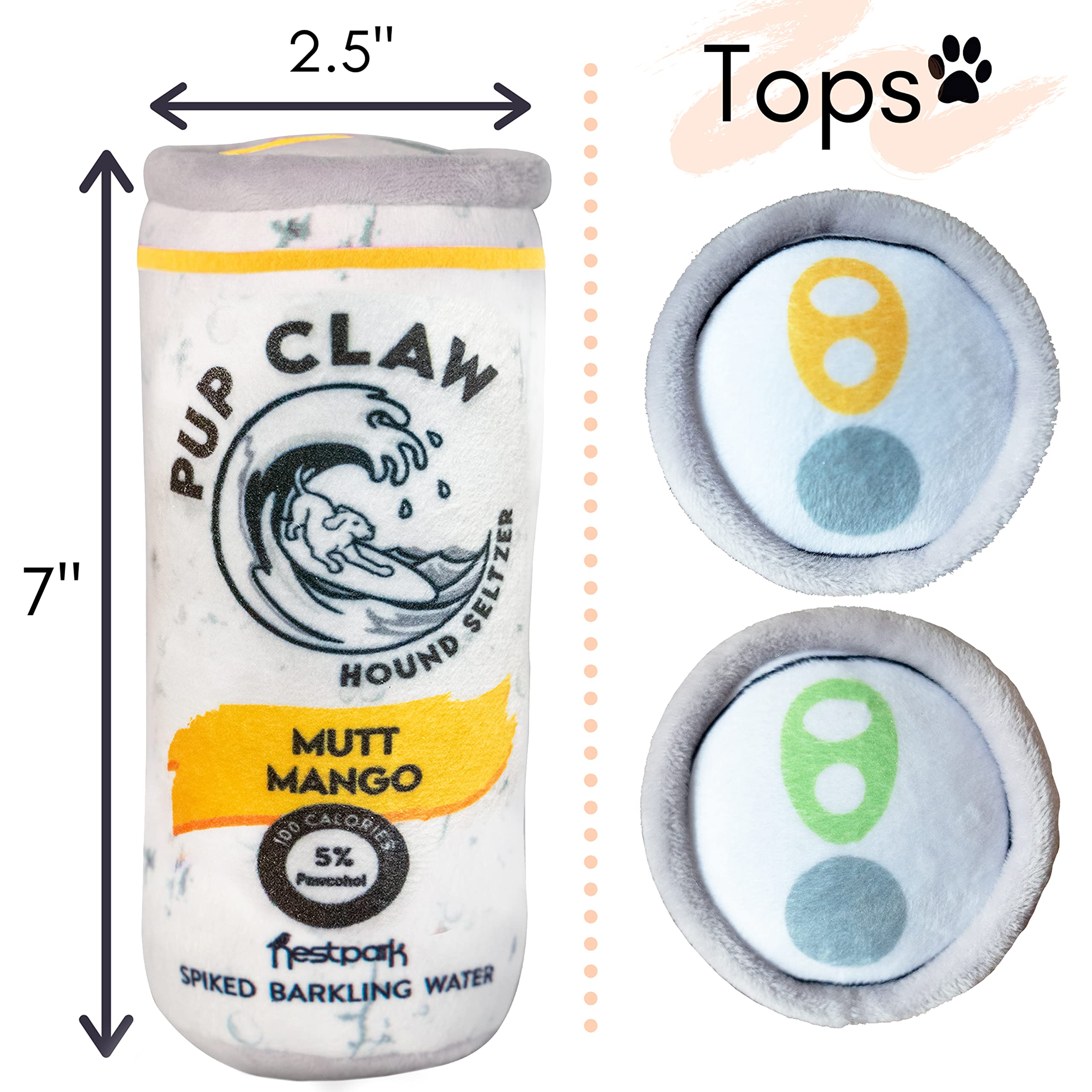 Nestpark Pup Claw Dog Toys - Funny Cute Plush Dog Toys With Squeaker - Parody (2 Pack) (Tropical Pack)