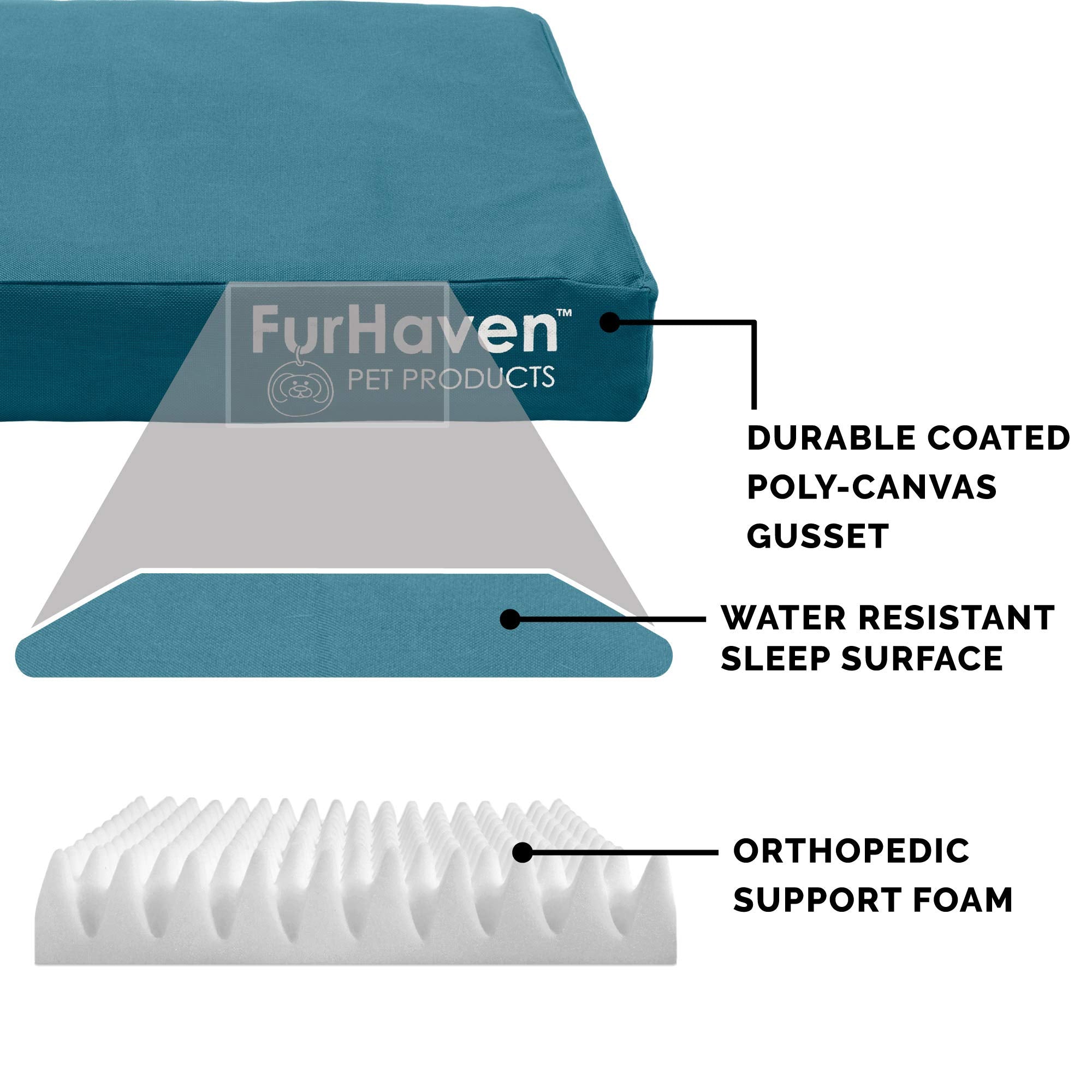Furhaven Water-Resistant Orthopedic Dog Bed for Medium/Small Dogs w/ Removable Washable Cover, For Dogs Up to 35 lbs - Indoor/Ou