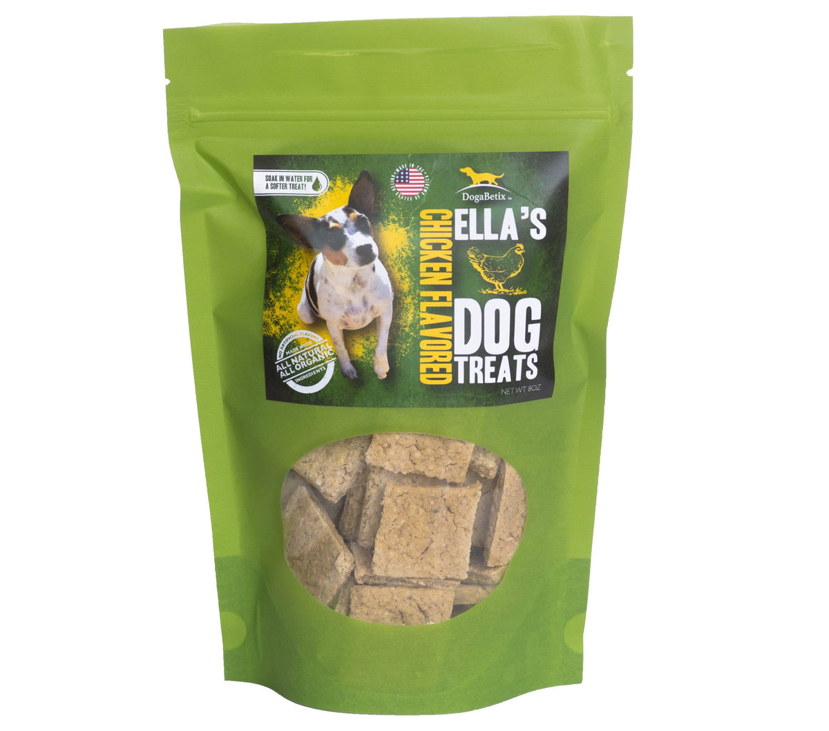 Dogabetix Ella'S Diabetic Dog Treats Chicken (8Oz) - Low Glycemic Ingredients - Vet Approved - Made In Usa By Owners Of Diabetic