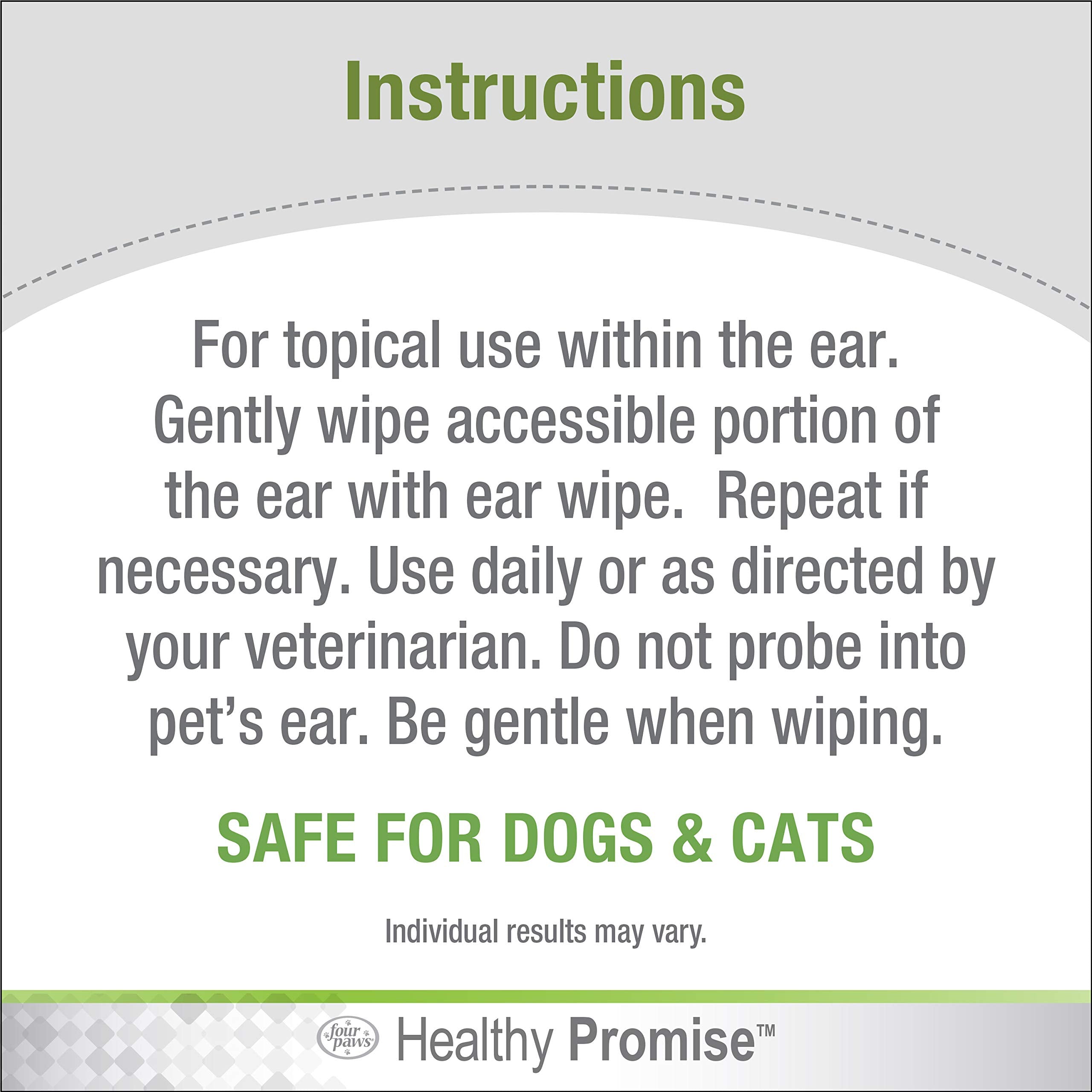 Four Paws Dog And Cat Ear Wipes, 25 Count