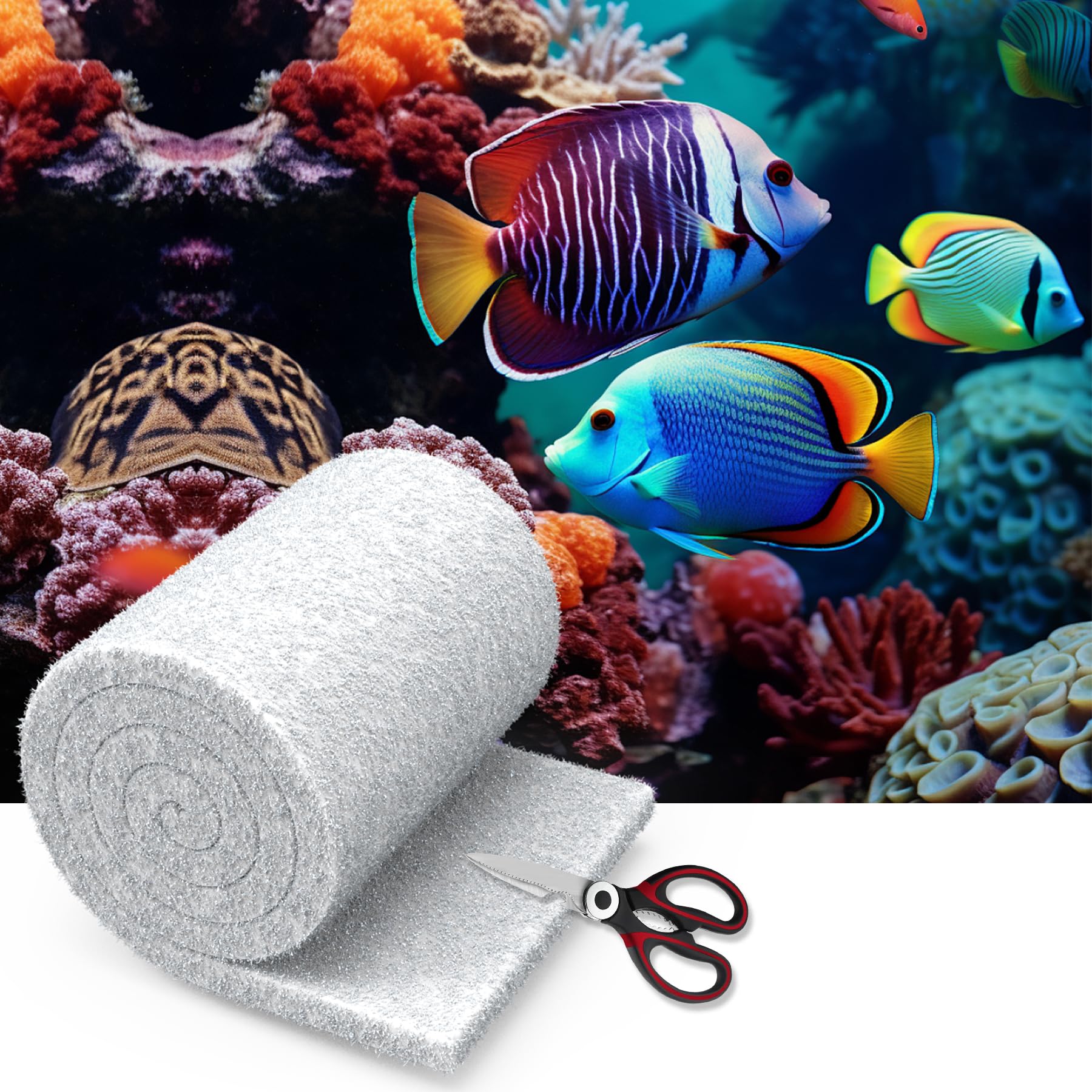 MAXTBEE Aquarium Filter Media Floss, 12    x 144 Cut to Fit Fish Tank Filters for Crystal Clear Water Roll Material Pond Pad for