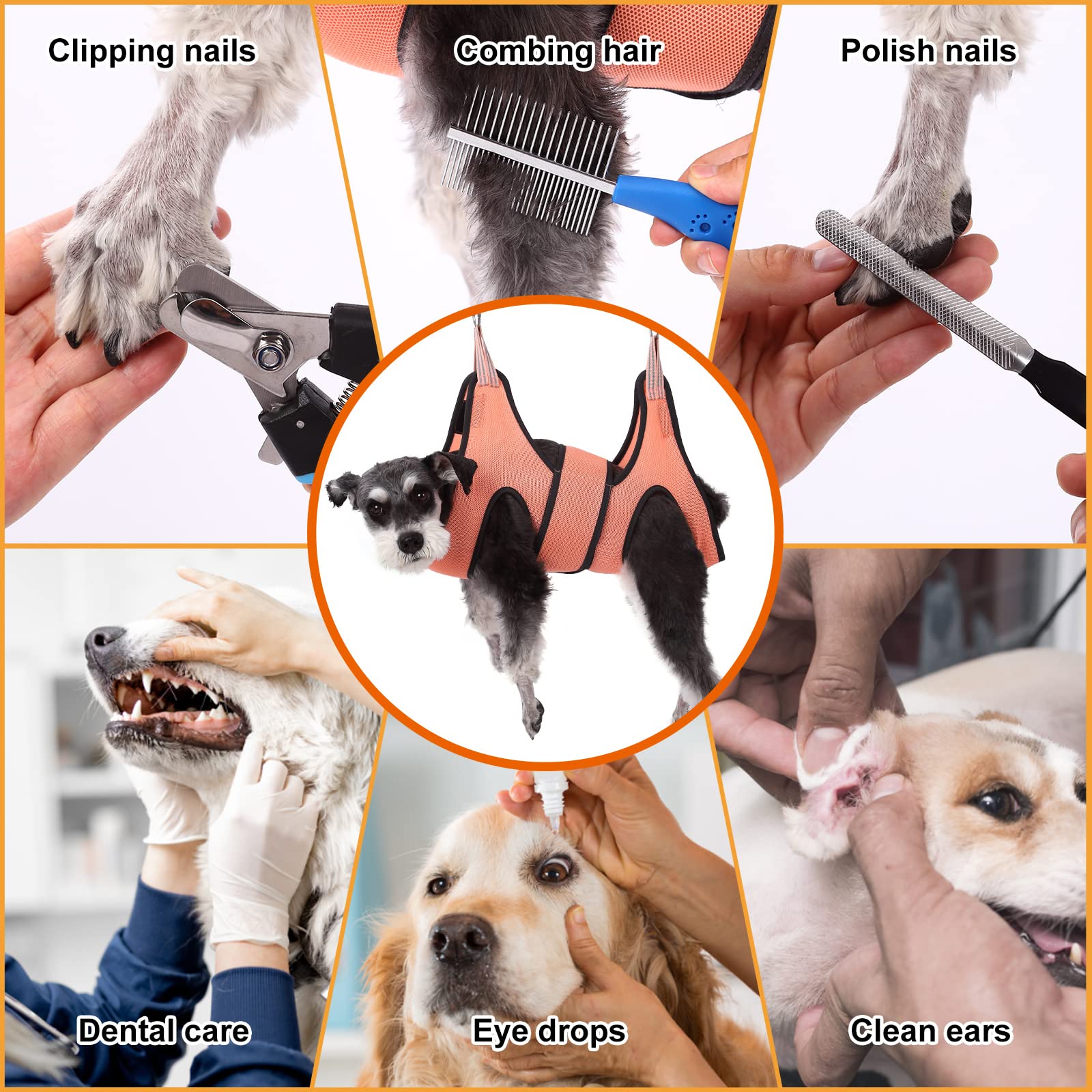 Kkiimatt Dog Grooming Hammock,XXS Pet Grooming Harness for Extra Small Dogs,Hanging Harness for Nail Trimming,Dog Nail Hammock,G