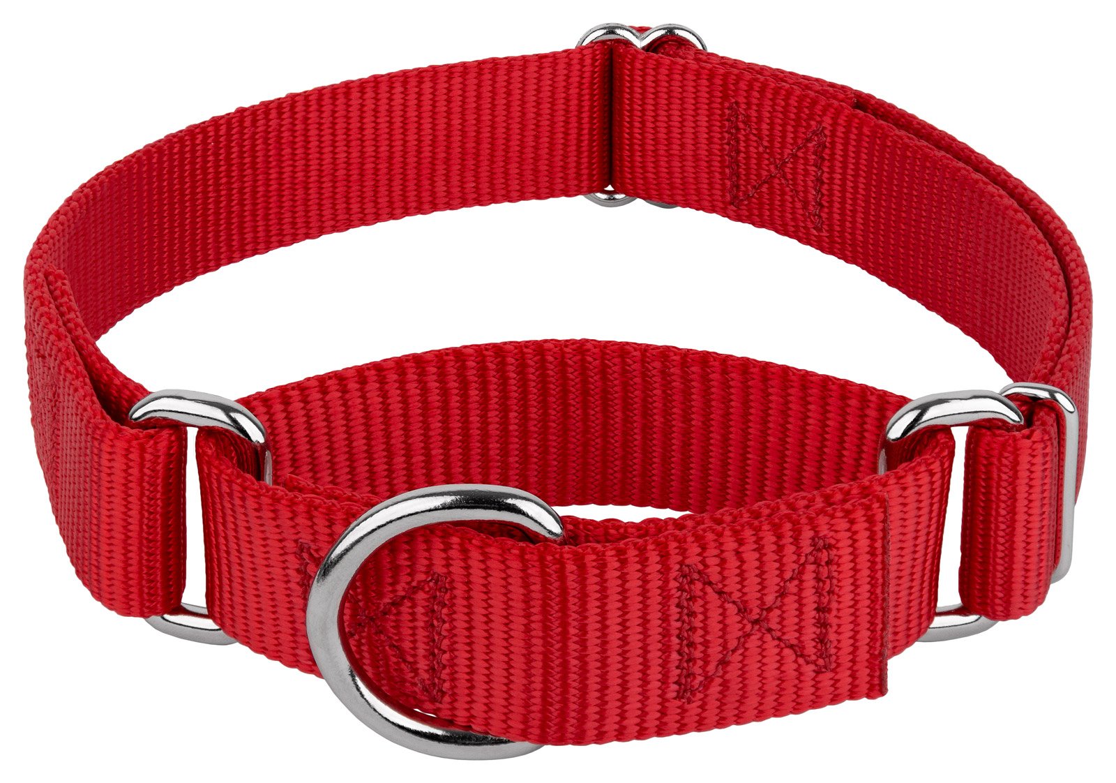 Country Brook Petz Martingale Dog Collar - Heavy-Duty Training Collar With No Buckle - Service Dog Collar For All Pups - Vibrant, Colorful Collection (Red, 1 Inch, Large)