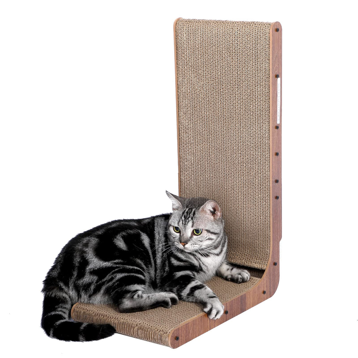 Fluffydream Cat Scratcher With Cat Toys Ball Track, Build-In Ball, L-Shaped Scratcher, Cardboard Lounge Bed, Stable And Durable, Furniture Protector, Reversible