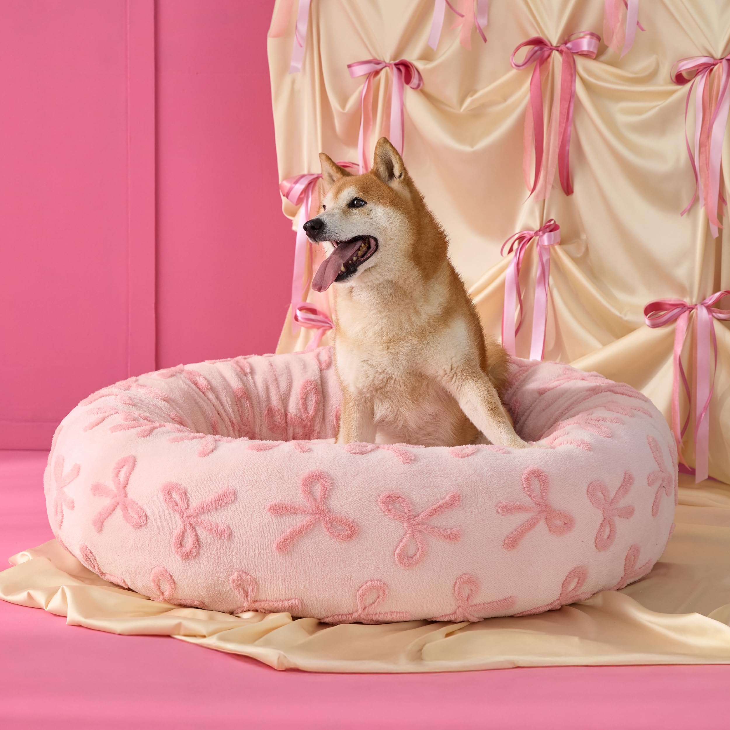 Lesure Donut Large Dog Bed - Round Cat Beds For Indoor Anti-Anxiety Calming Pet Beds, Washable Cute Modern Beds With Teddy Sherp
