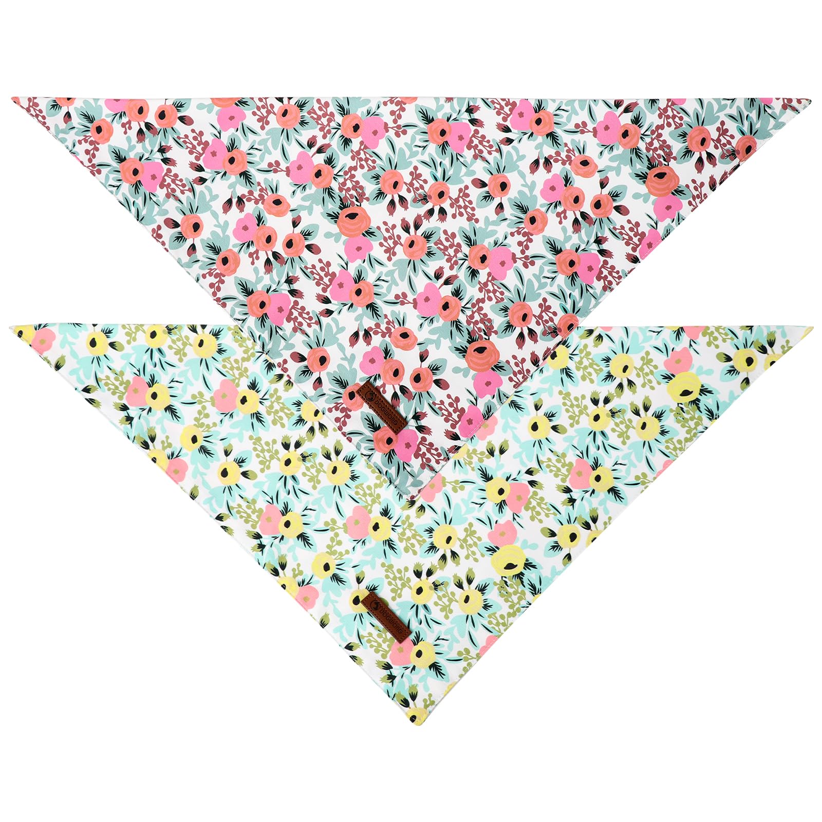 Dogwong Gril Dog Bandanas 2 Pack, Pink Flower Print Triangle Reversible Rabbit Carrot Pet Scarf Durable Female Bandana For Small