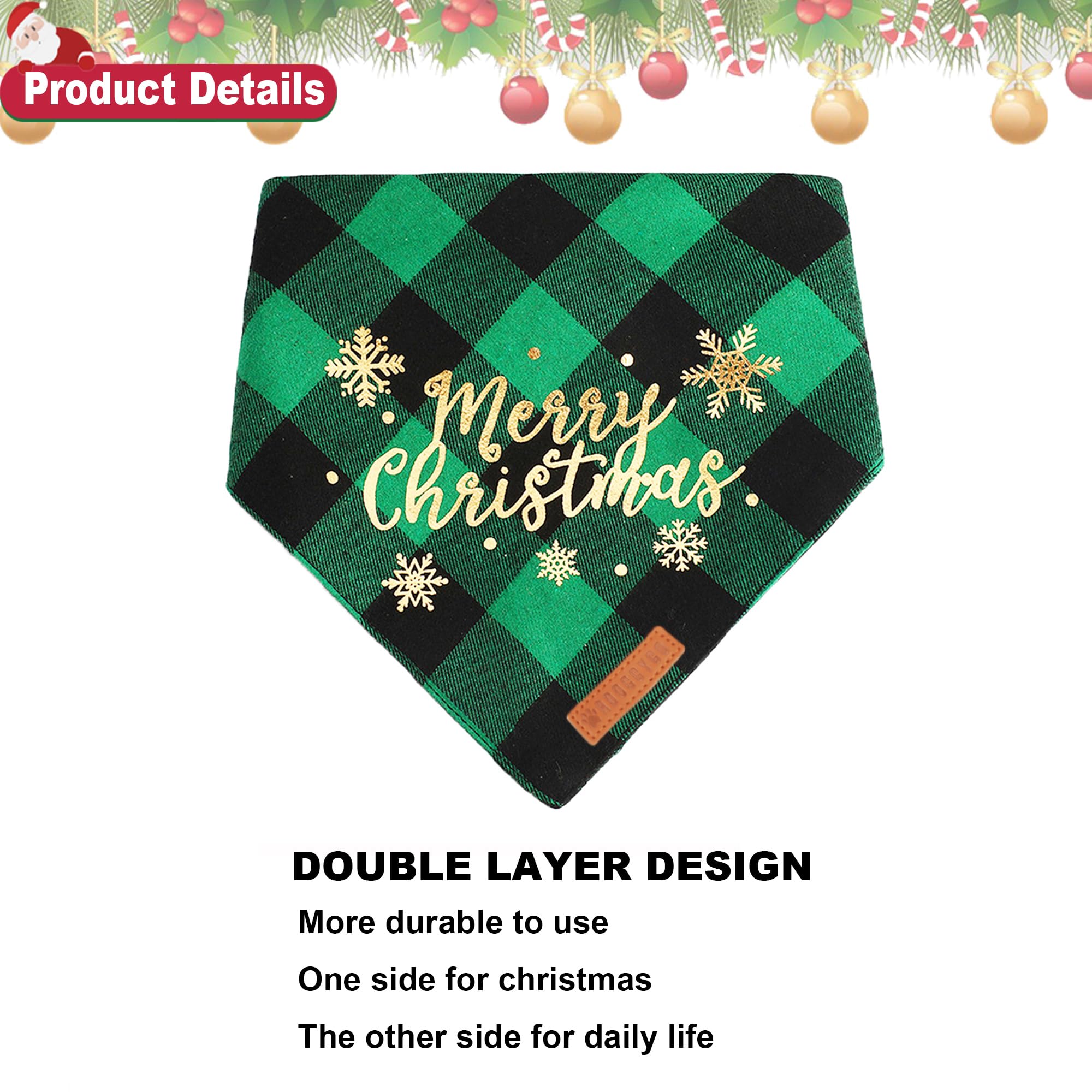 Adoggygo 2 Pack Christmas Dog Plaid Bandana Triangle Bib Set Pet Scarf Accessories For Small Dogs Pets (Christmas-2, Small)