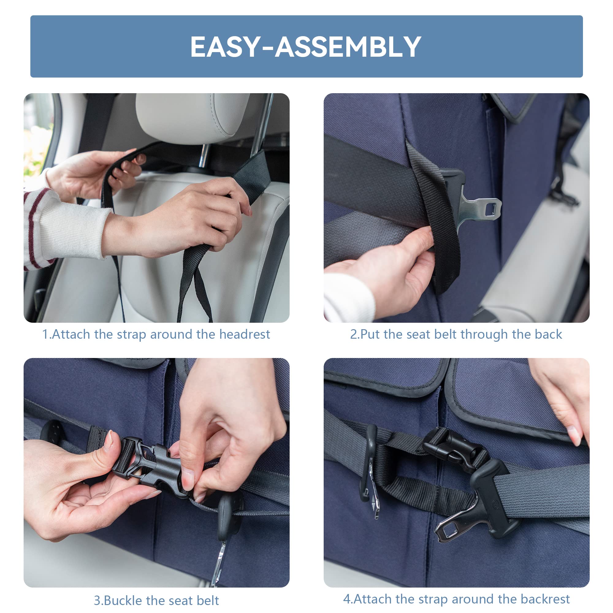 A4Pet Dog Car Seat Medium Large Size Dog - Large Dog Car Seat For 2 Dogs Large Dogs With Washable Cover, Safety Leashes, Storage Pockets - Pet Car Seat, Dog Booster Car Seat - Foldable & Portable