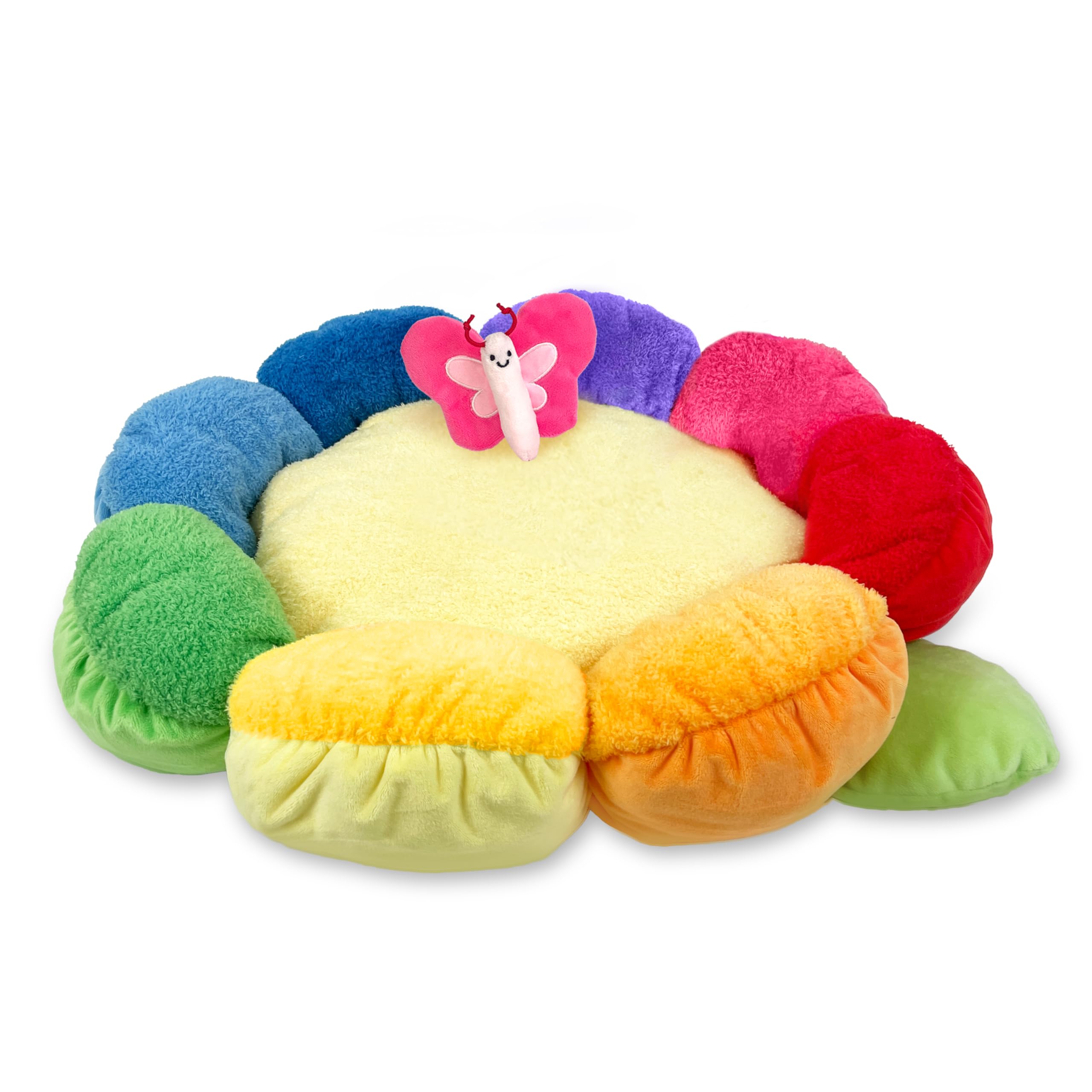 Tonbo Soft Plush Small Cute And Cozy Nature Dog Cat Bed, Washer And Dryer Friendly (Rainbow Flower)