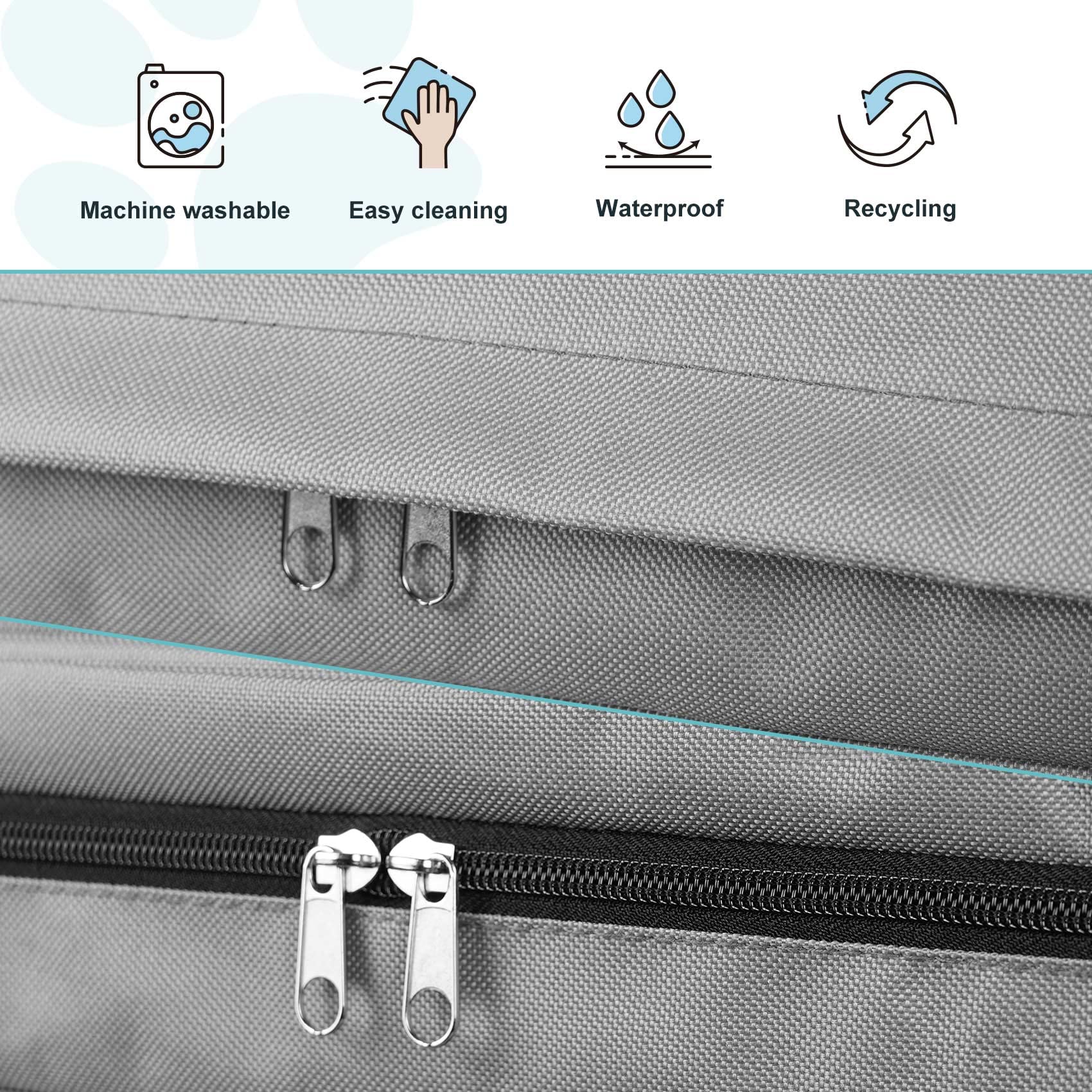 Explore Land Waterproof Dog Bed Cover Canvas Washable Dog Crate Pad Replacement Cover For 54 Inch Crate, 53Lx36Wx4H Inch, Gray