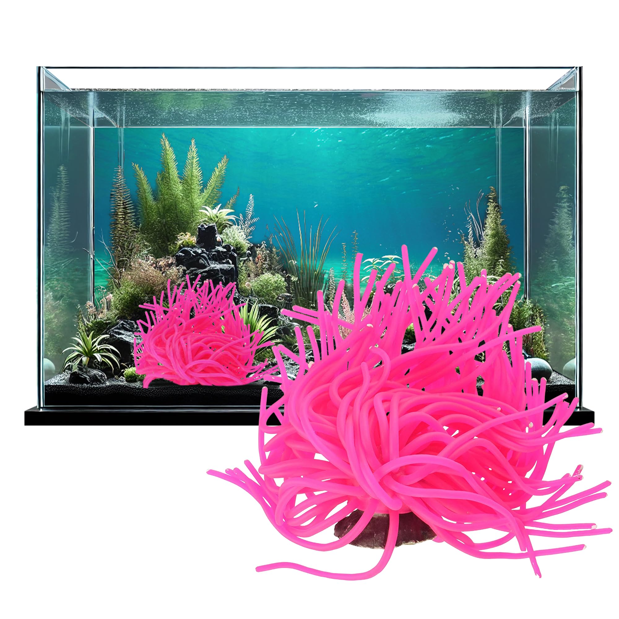Sporn Sea Anemone Fish Tank Decor Pink, Aquasape Your Fish Tank Decorations With Vibrant Aquarium Decorations, 100% Safe Material, Made In Usa