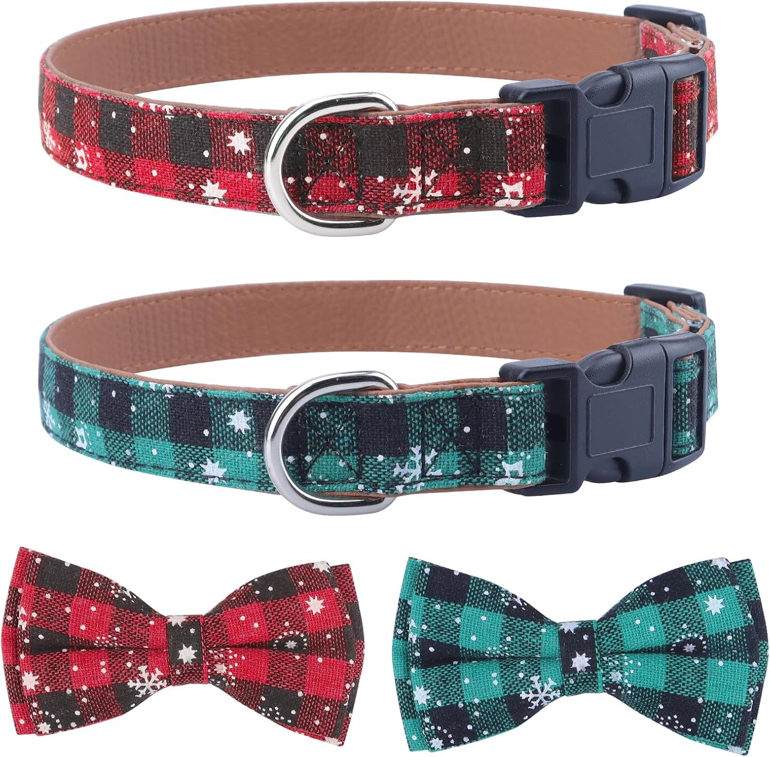 Christmas Dog Collar With Bow Tie Collar, Natural Pure Cotton Material, Soft, Comfortable And Adjustable, For Dogs Small Medium