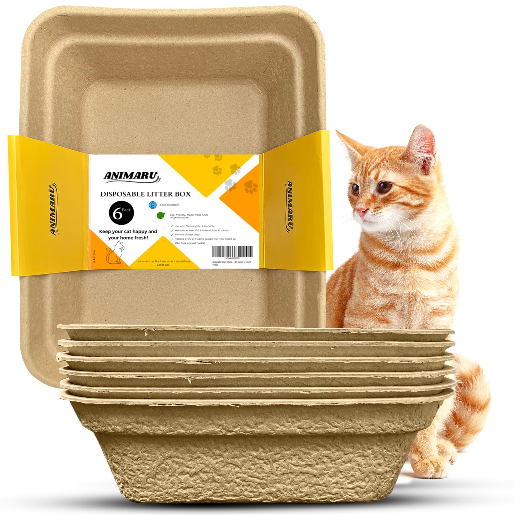 Disposable Litter Boxes (Brown, Large 6-Pack)