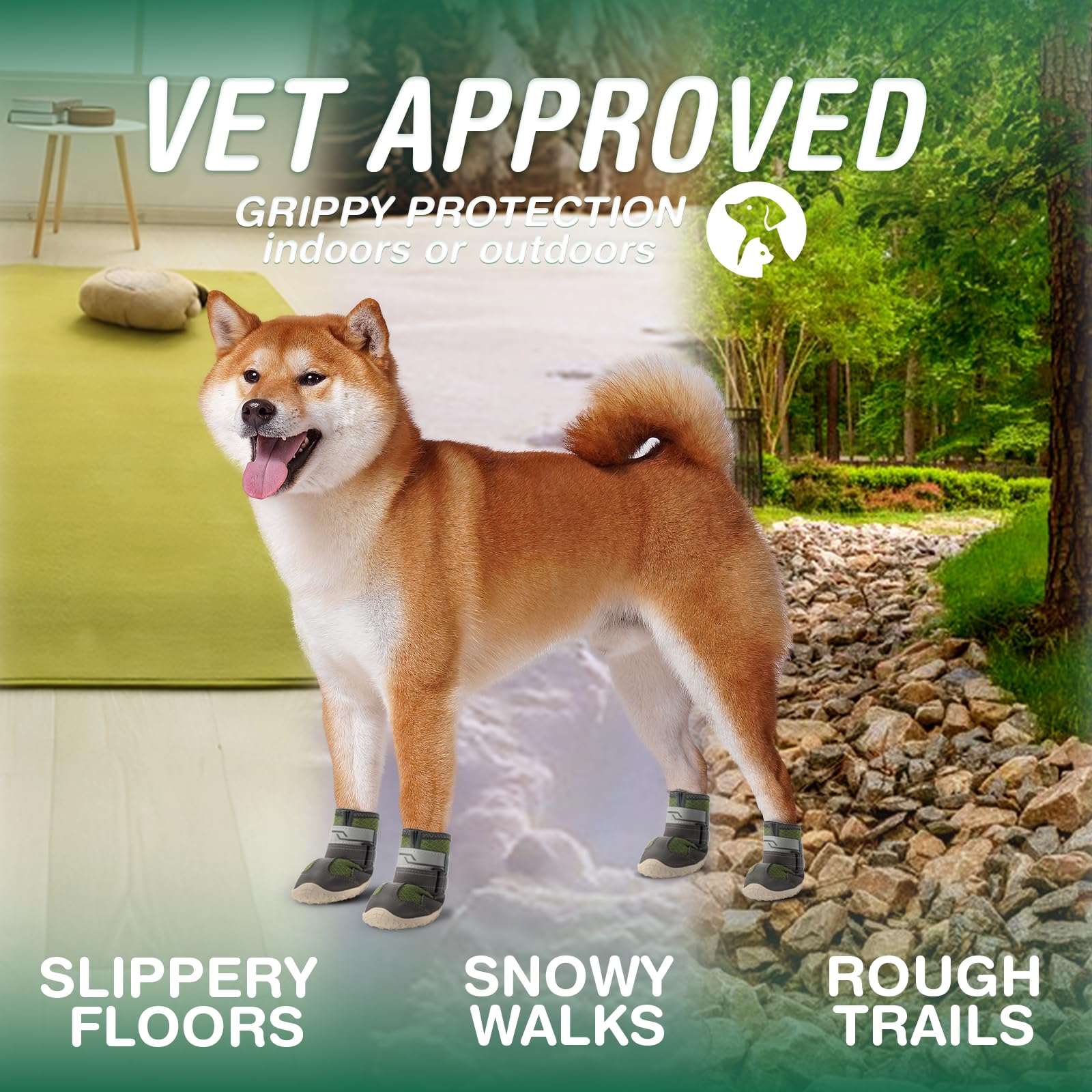 Aokown Dog Shoes For Large Dogs, Anti-Slip Dog Boots For Winter Snow, Hot Pavement, Dog Booties & Paw Protectors Size 7