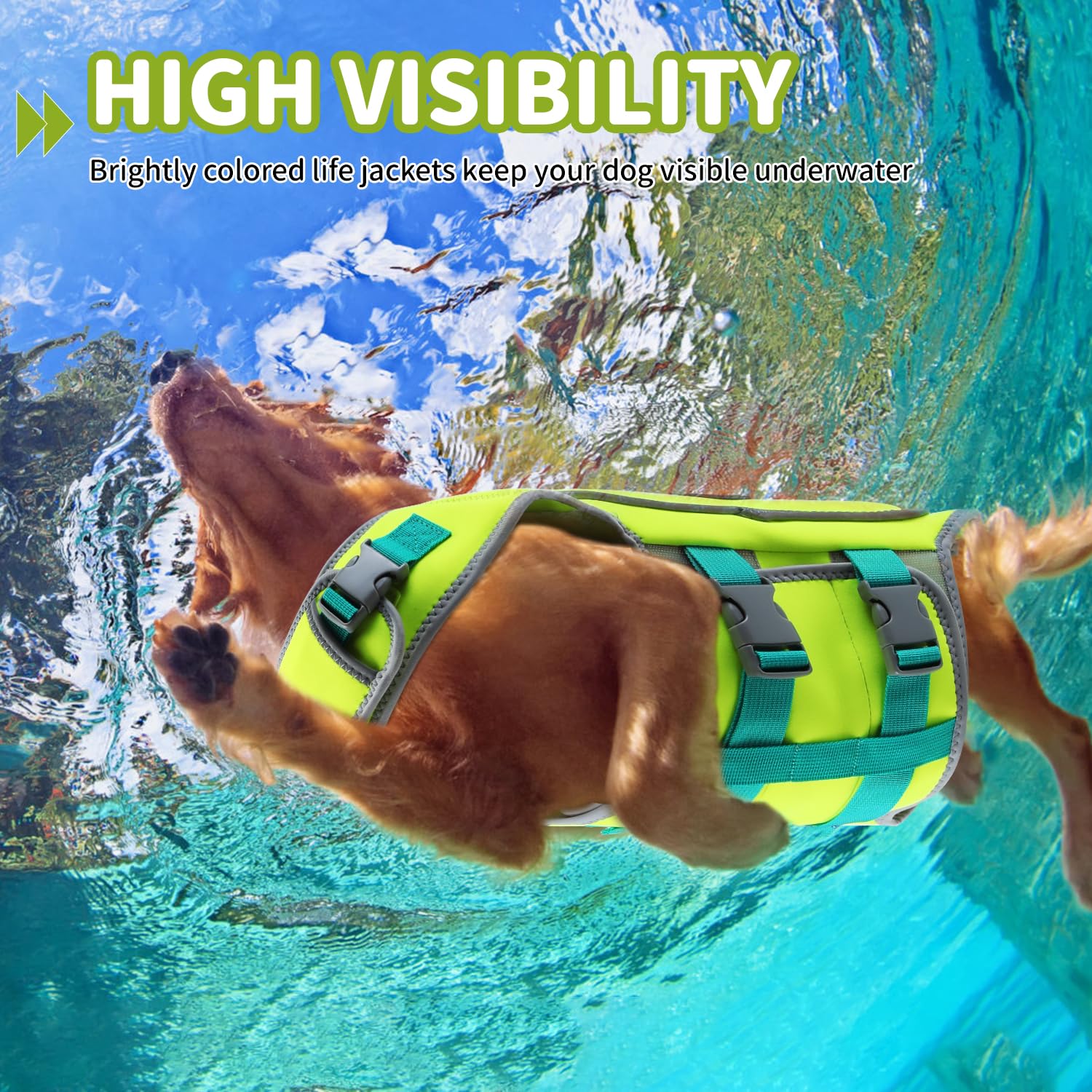Sheripet Dog Life Vests For Swimming, High Visibility Dog Life Jacket Lightweight Adjustable Reflective Dogs Swimvest For Boatin